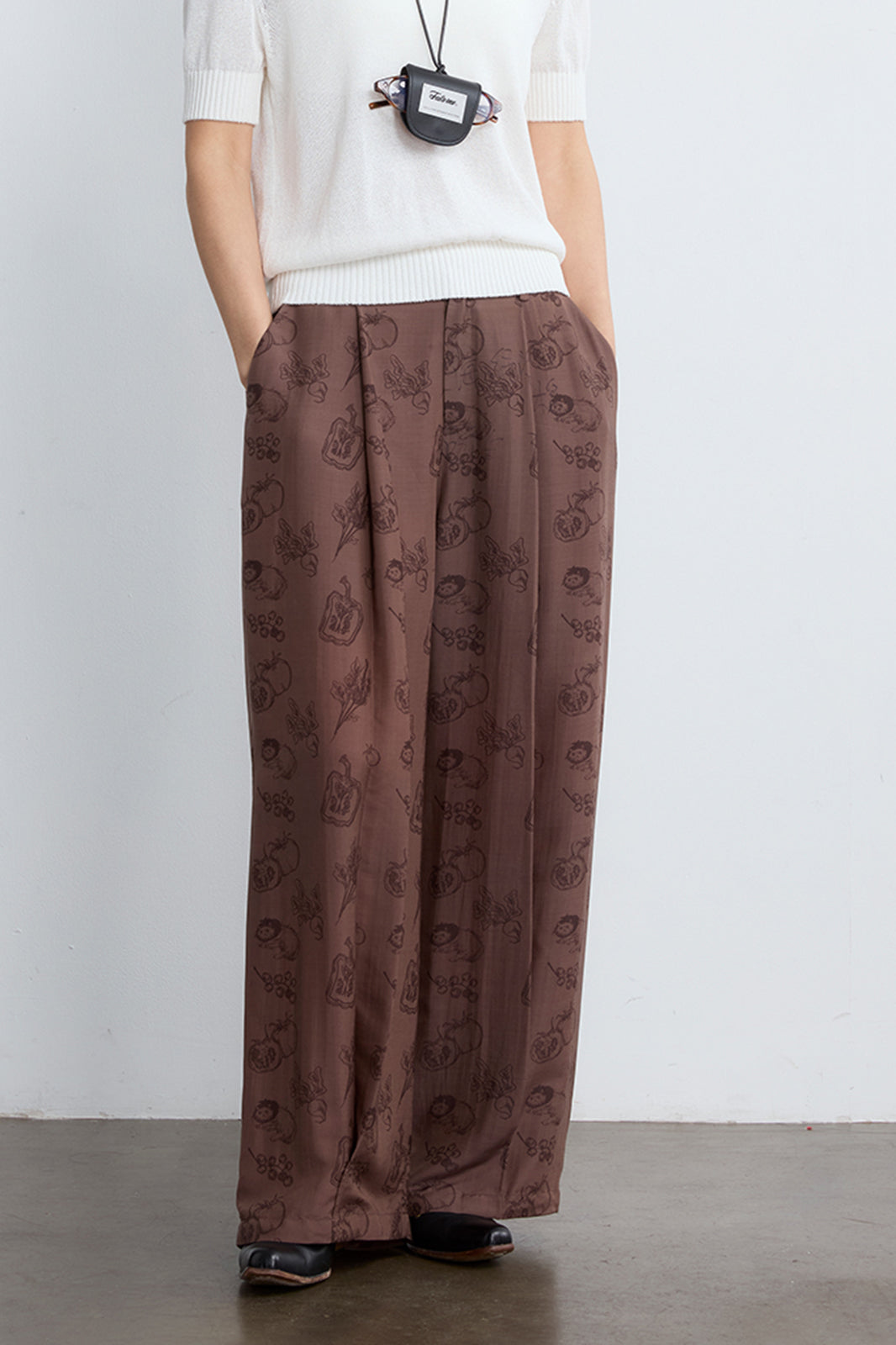 NOESE Pleated Silk-Blended Wide-Leg Pants