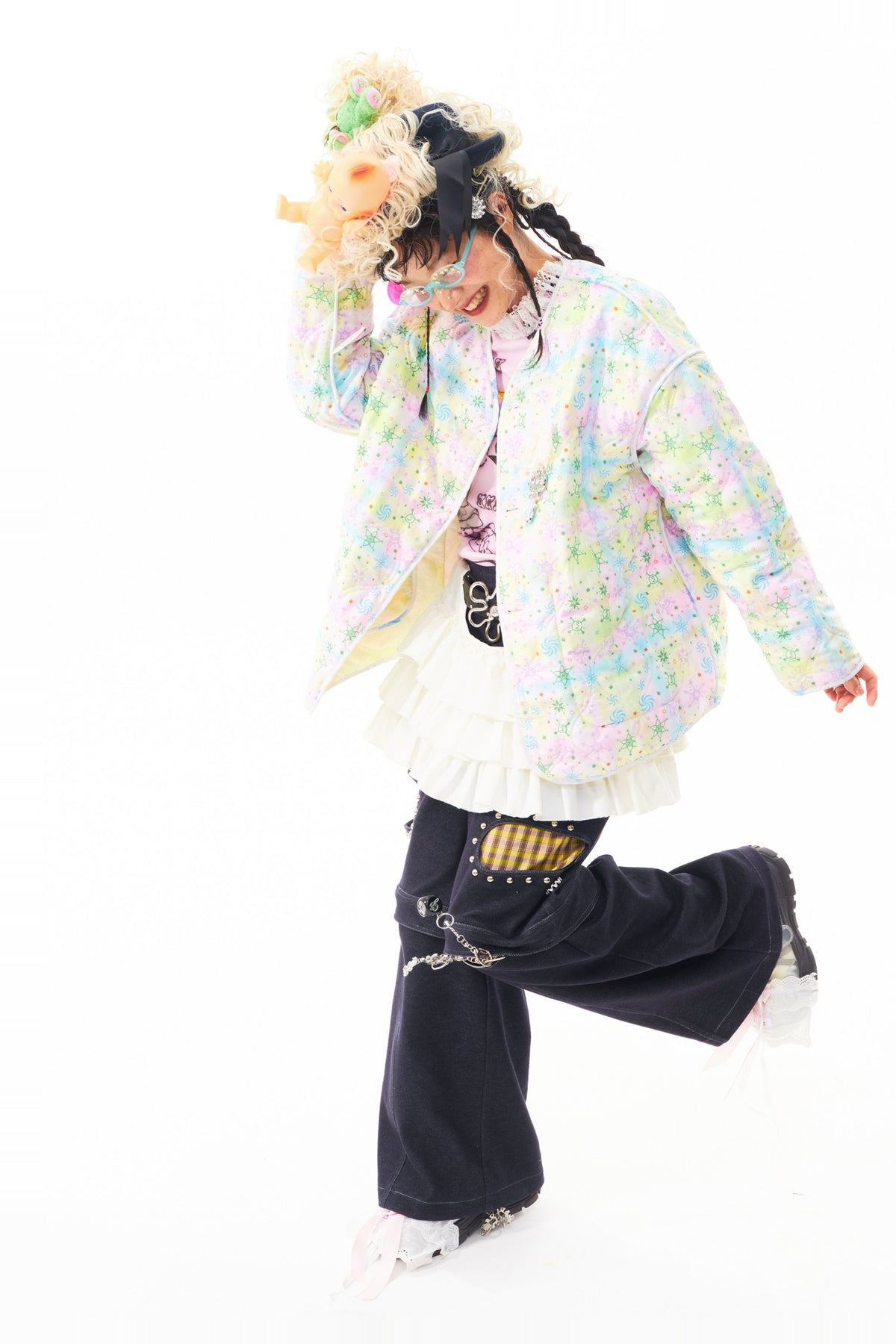 SILLYSIS Reversible Graphic Quilted Cotton-Padded Jacket — full body