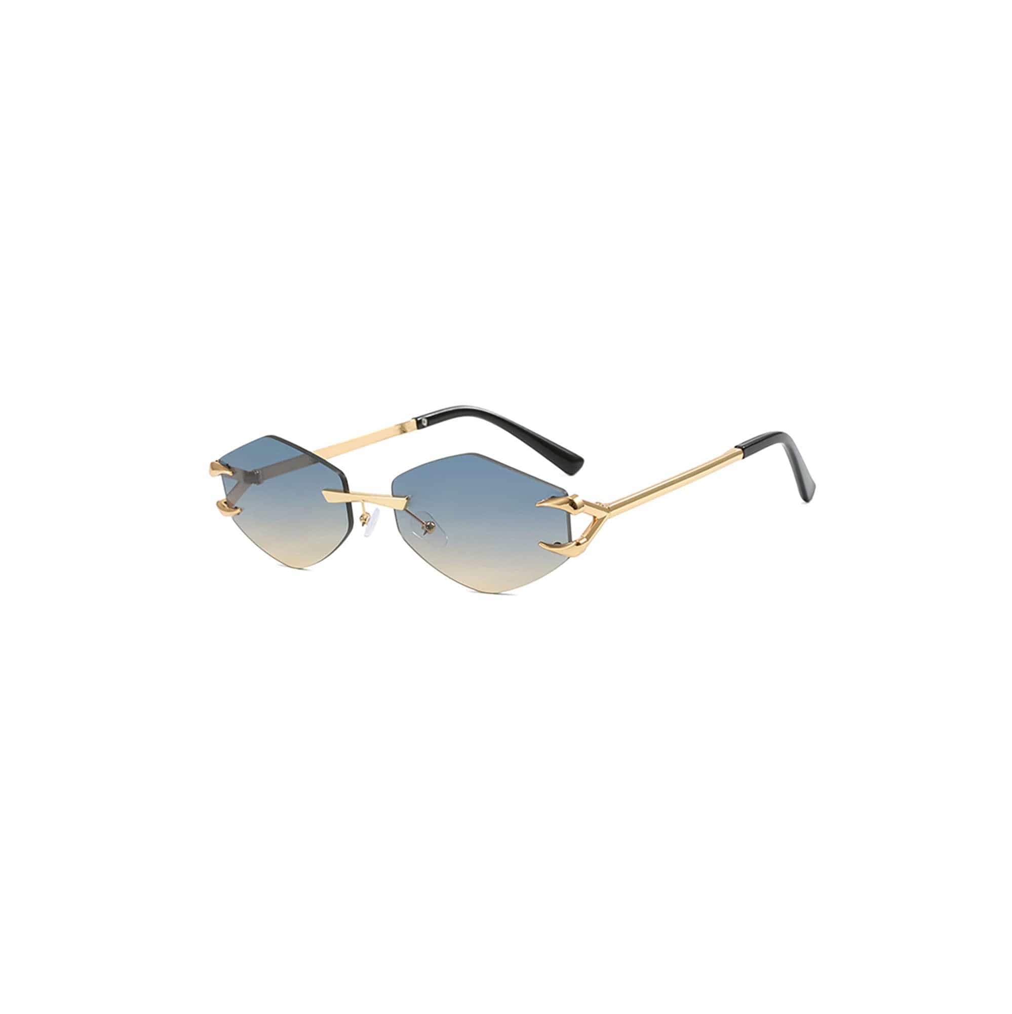 DAMAGE ASIA Claw Temple Gradient Hex Lens Rimless Sunglasses, premium urban and streetwear designers apparel on PROJECTISR.com, DAMAGE ASIA