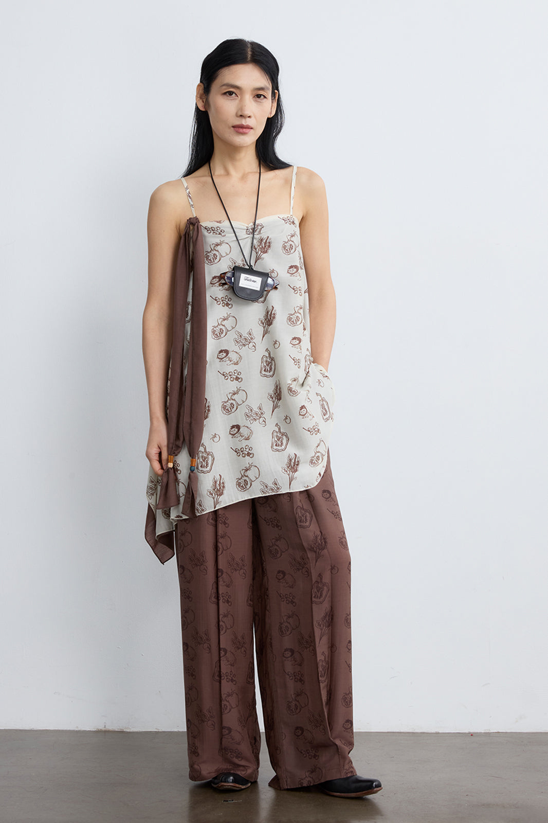 NOESE Pleated Silk-Blended Wide-Leg Pants