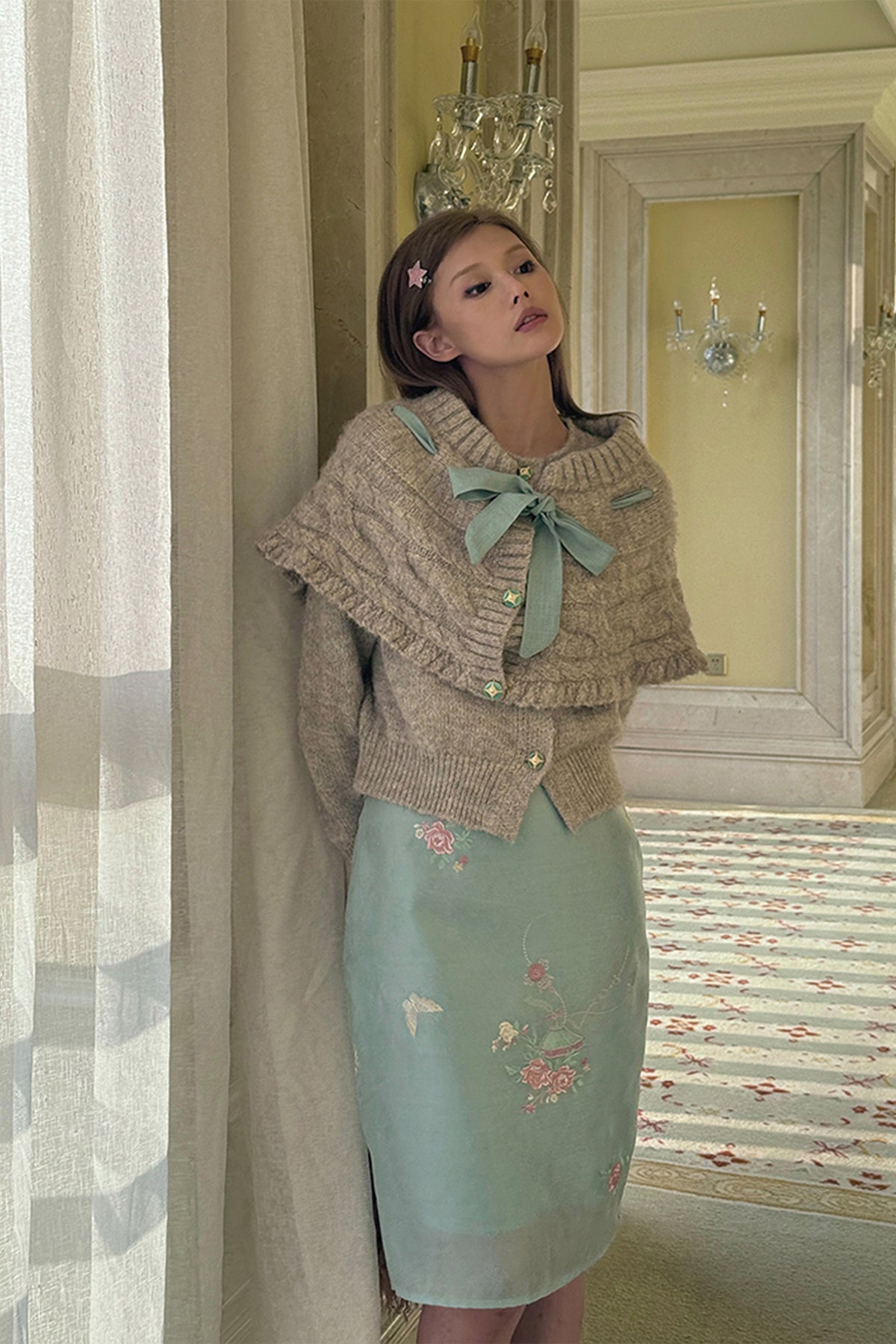 ANNIE ARMOR Floral Butterfly Embroidered Skirt