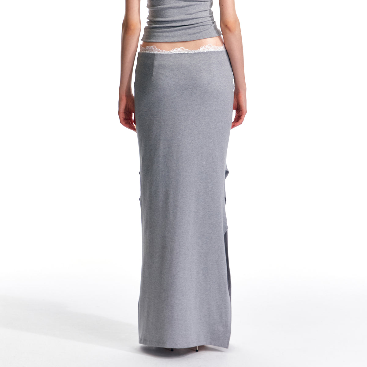 ALINNV STUDIO Lace-Waist Knitted Maxi Skirt