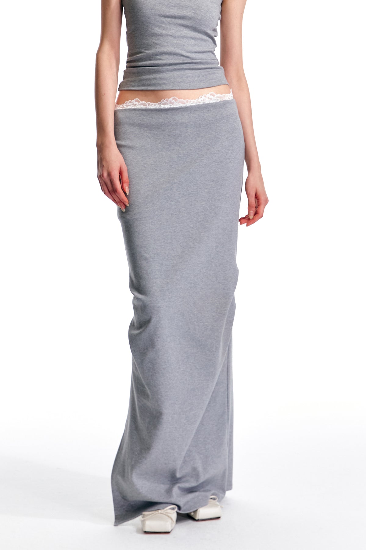 ALINNV STUDIO Lace-Waist Knitted Maxi Skirt