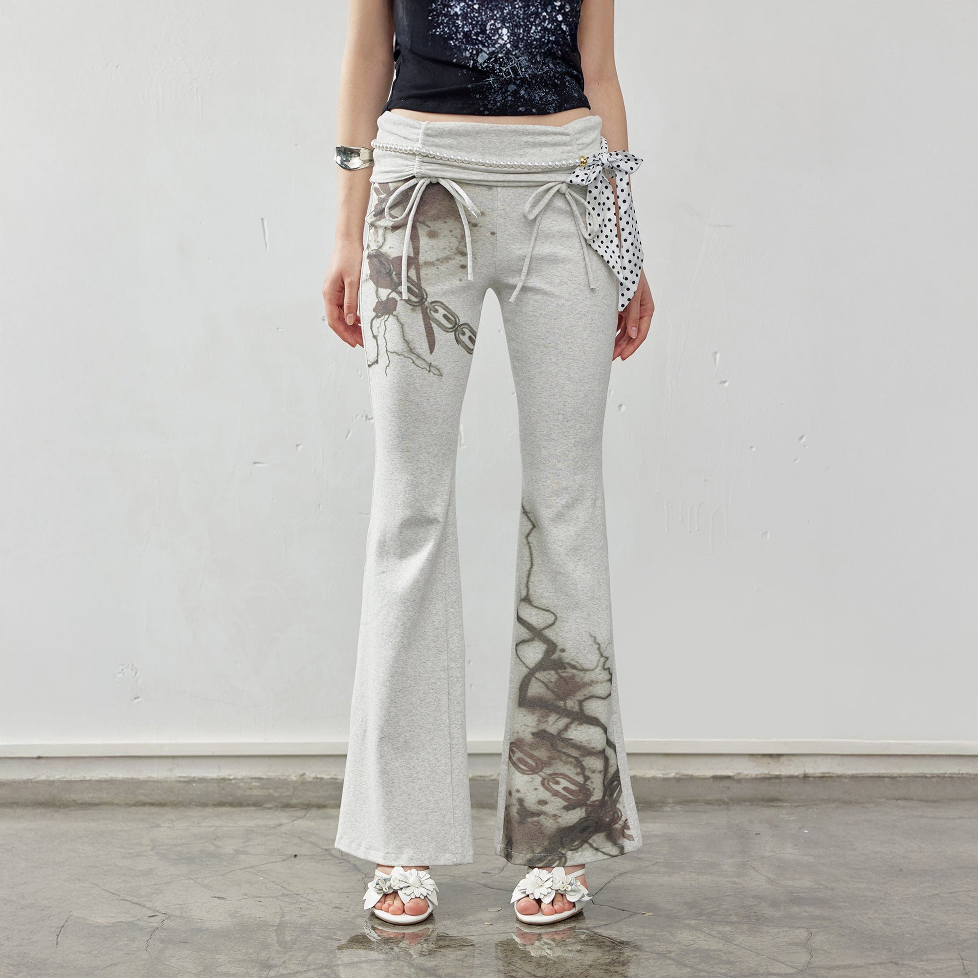 EMOHA Ruched Waist Flared Sweatpants