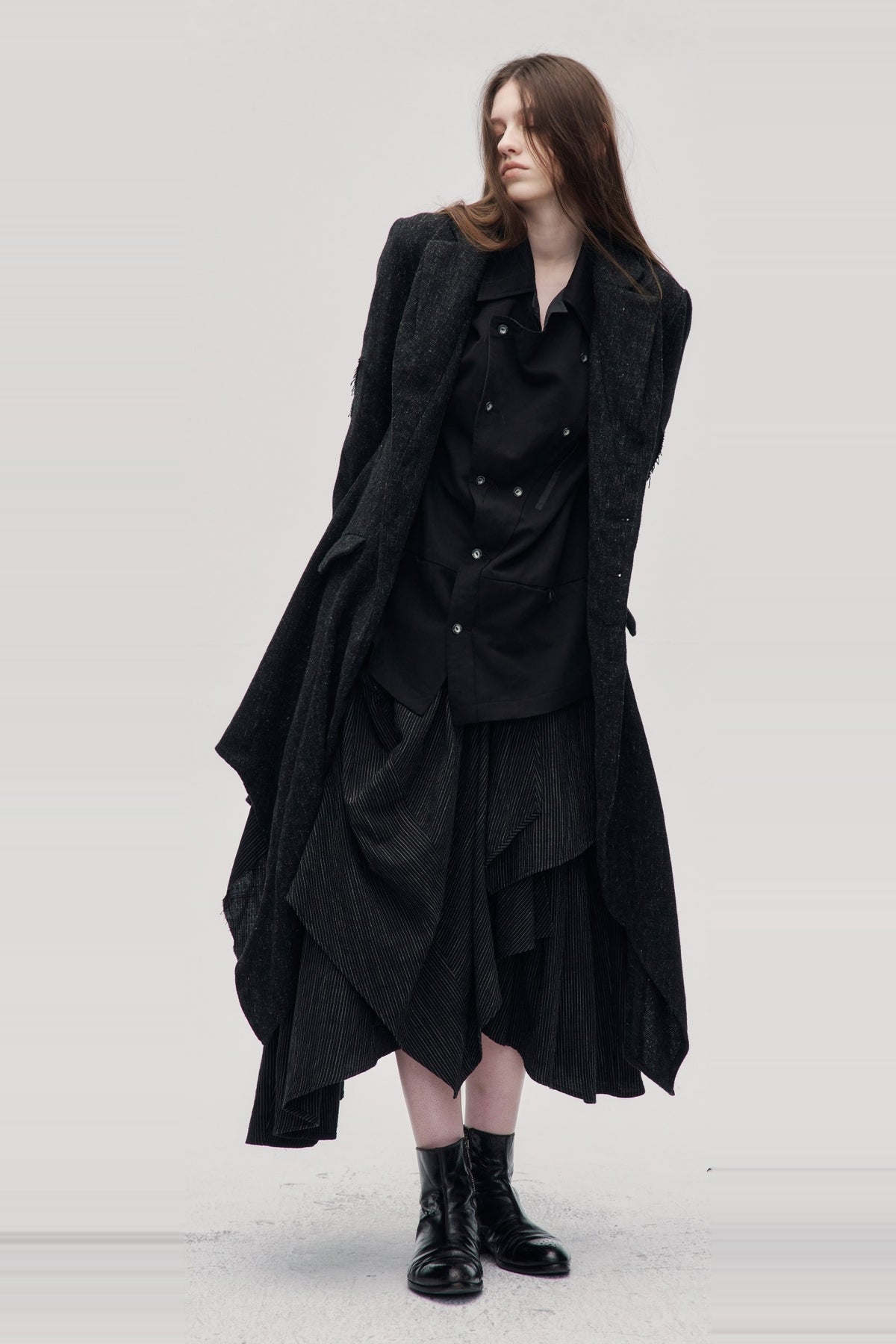 ILNya Nieternite Nifutur Wool-Blend Spliced Notch Lapel Coat — full body