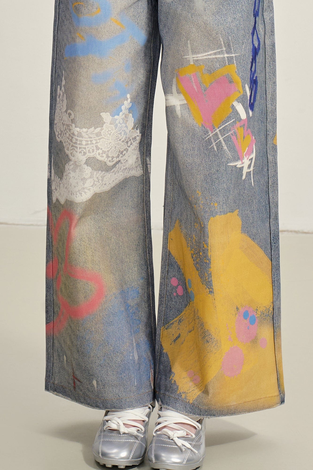 SOFITTE Graffiti Full-Printed Wide-Leg Jeans