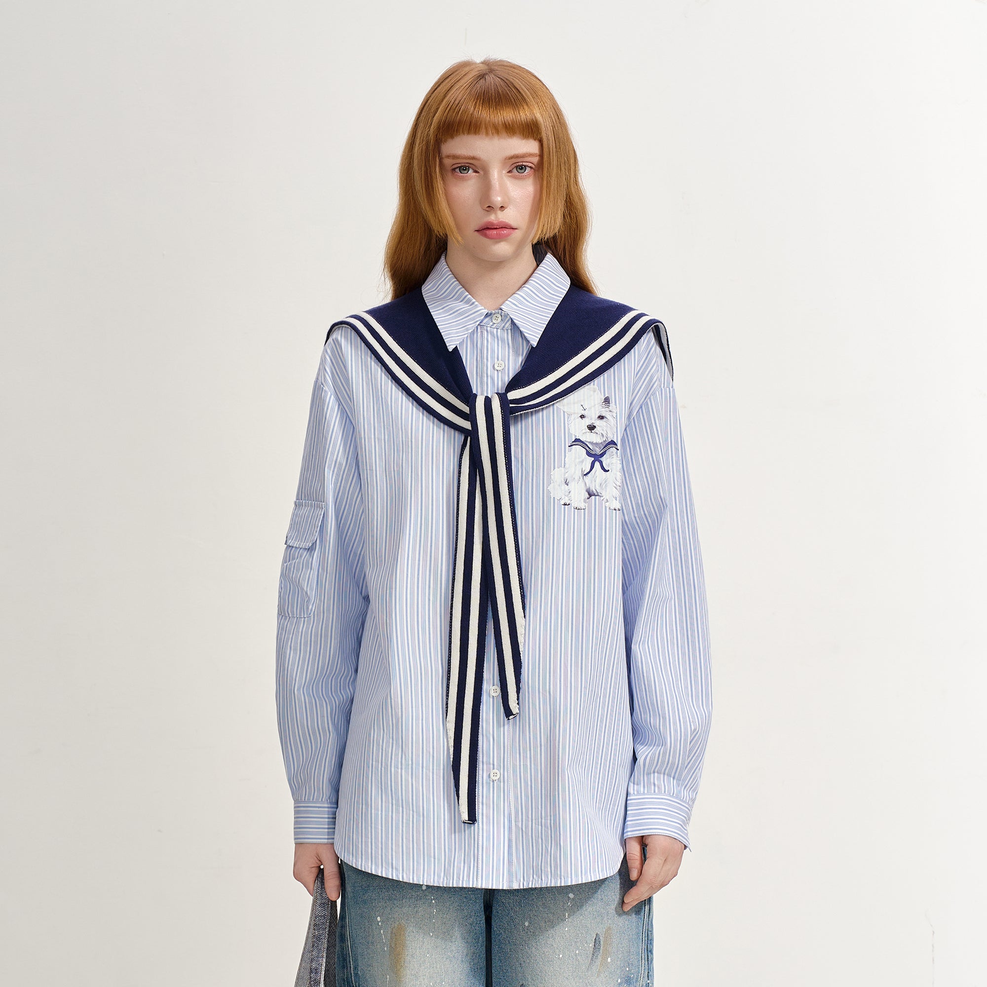 SOFITTE Puppy Graphic Striped Sailor Shirt