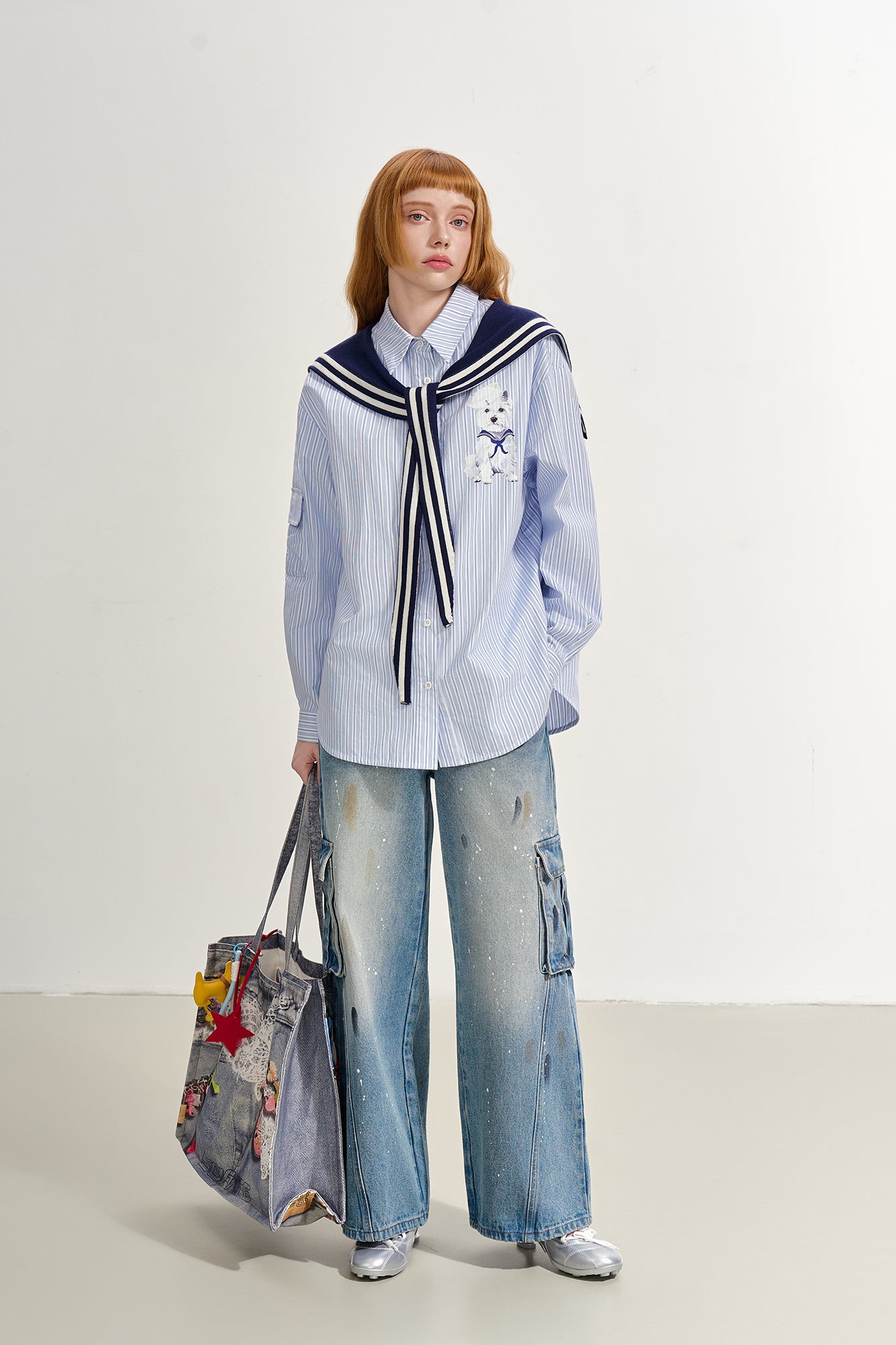 SOFITTE Puppy Graphic Striped Sailor Shirt