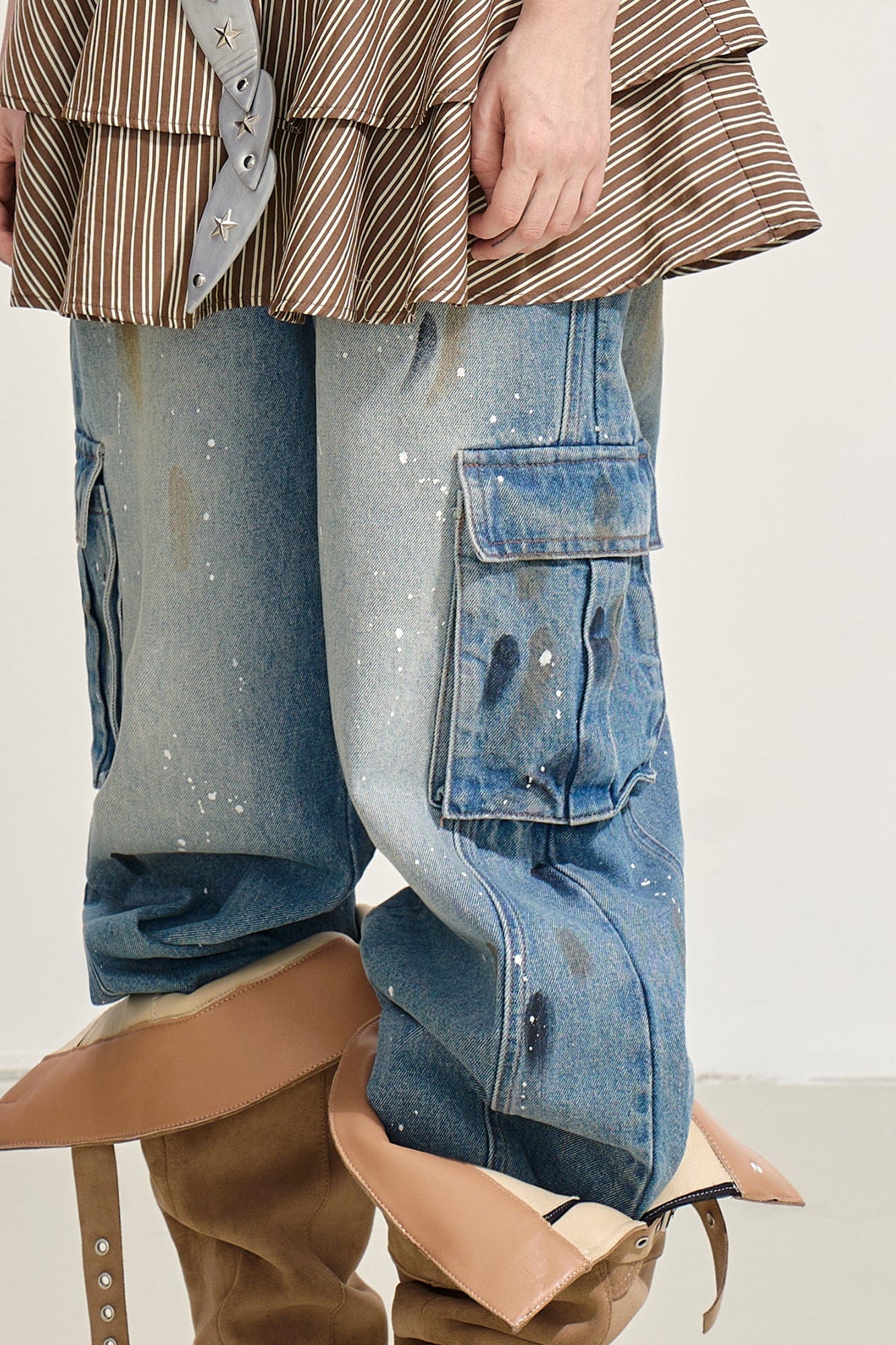 SOFITTE Splatter Stain Utility Cargo Jeans