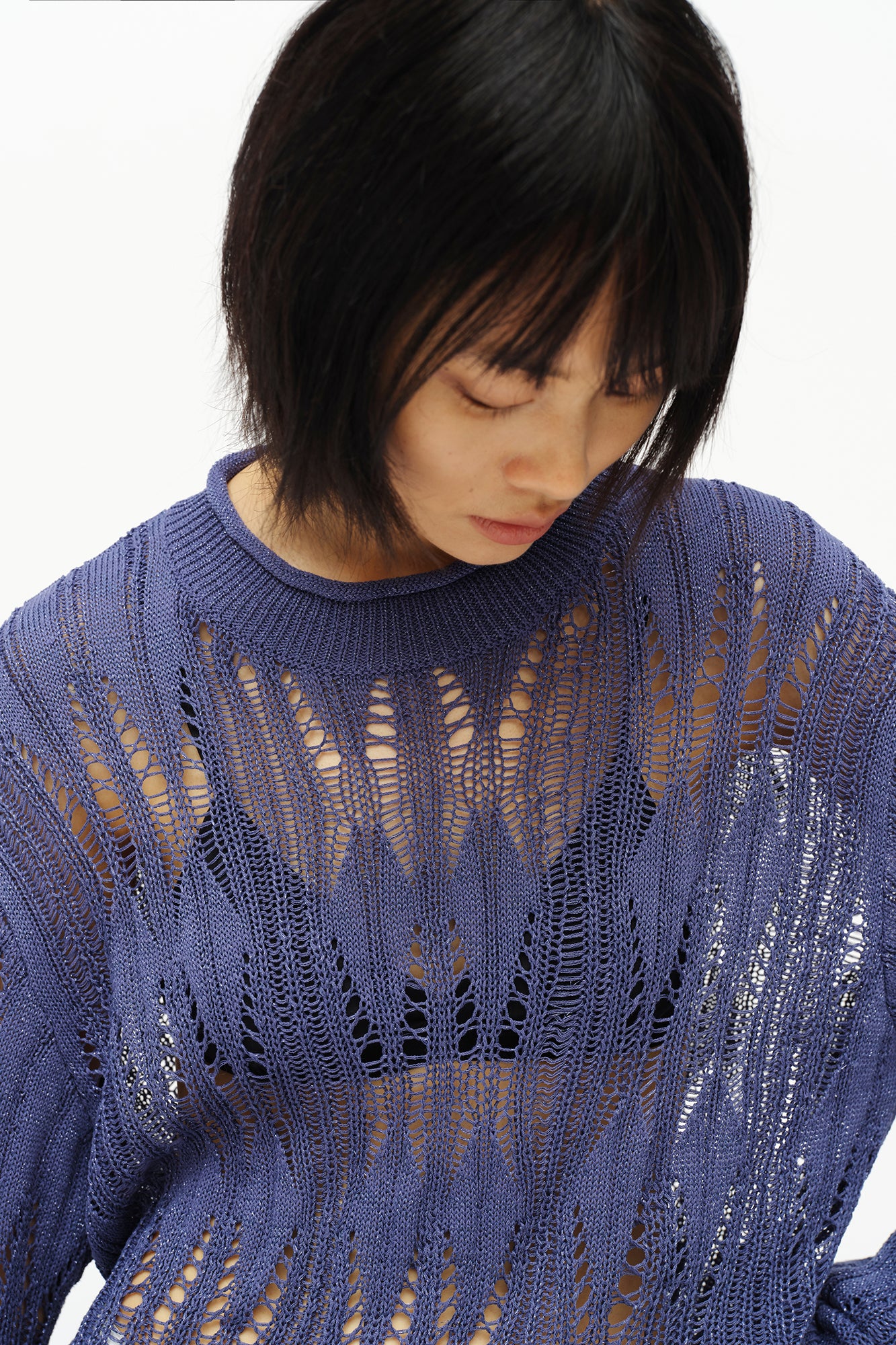 OINIMI Geometric Open-Knit Pullover