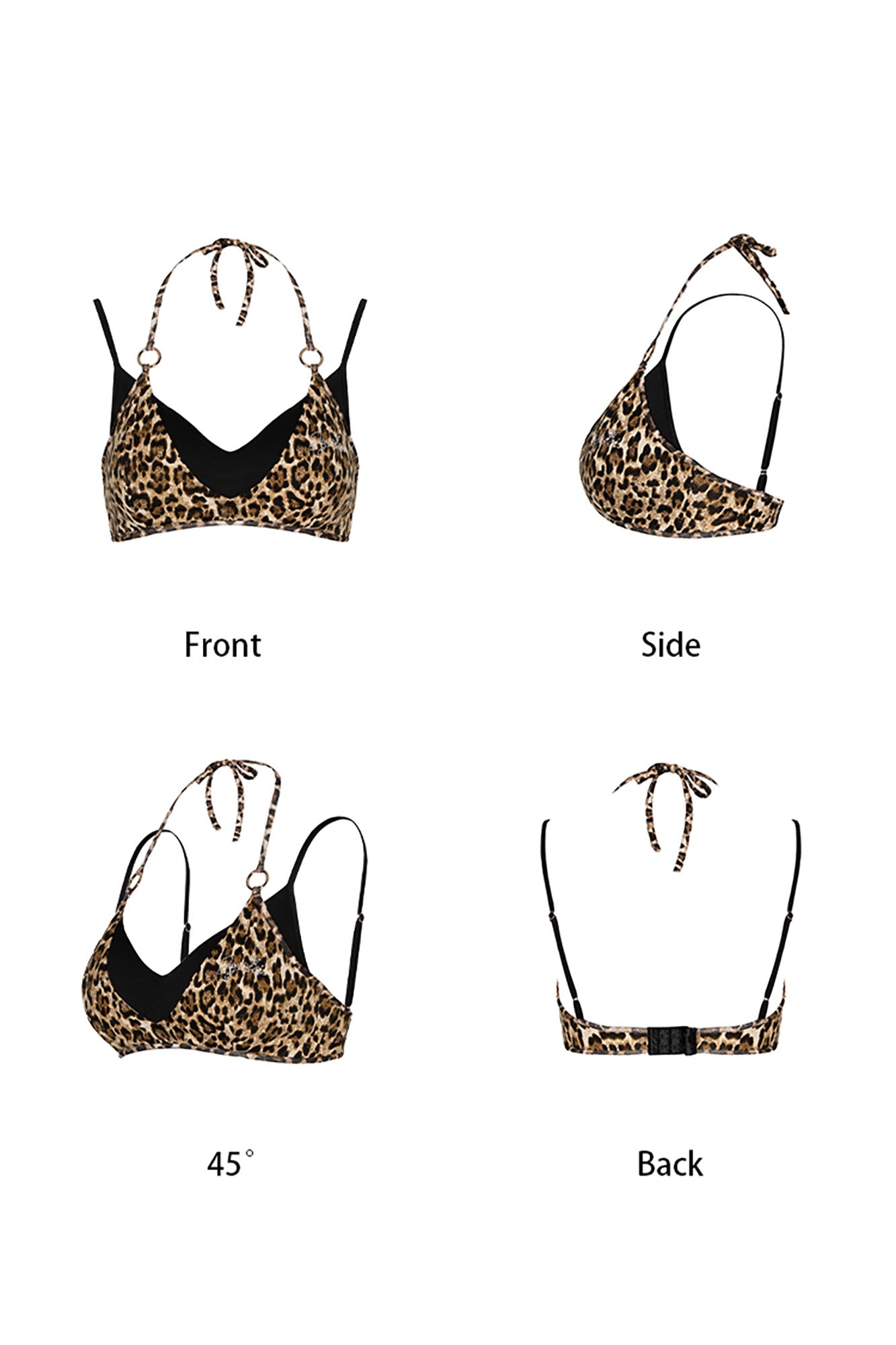 JYOSEI Leopard Full-Print Halter Layered Bra