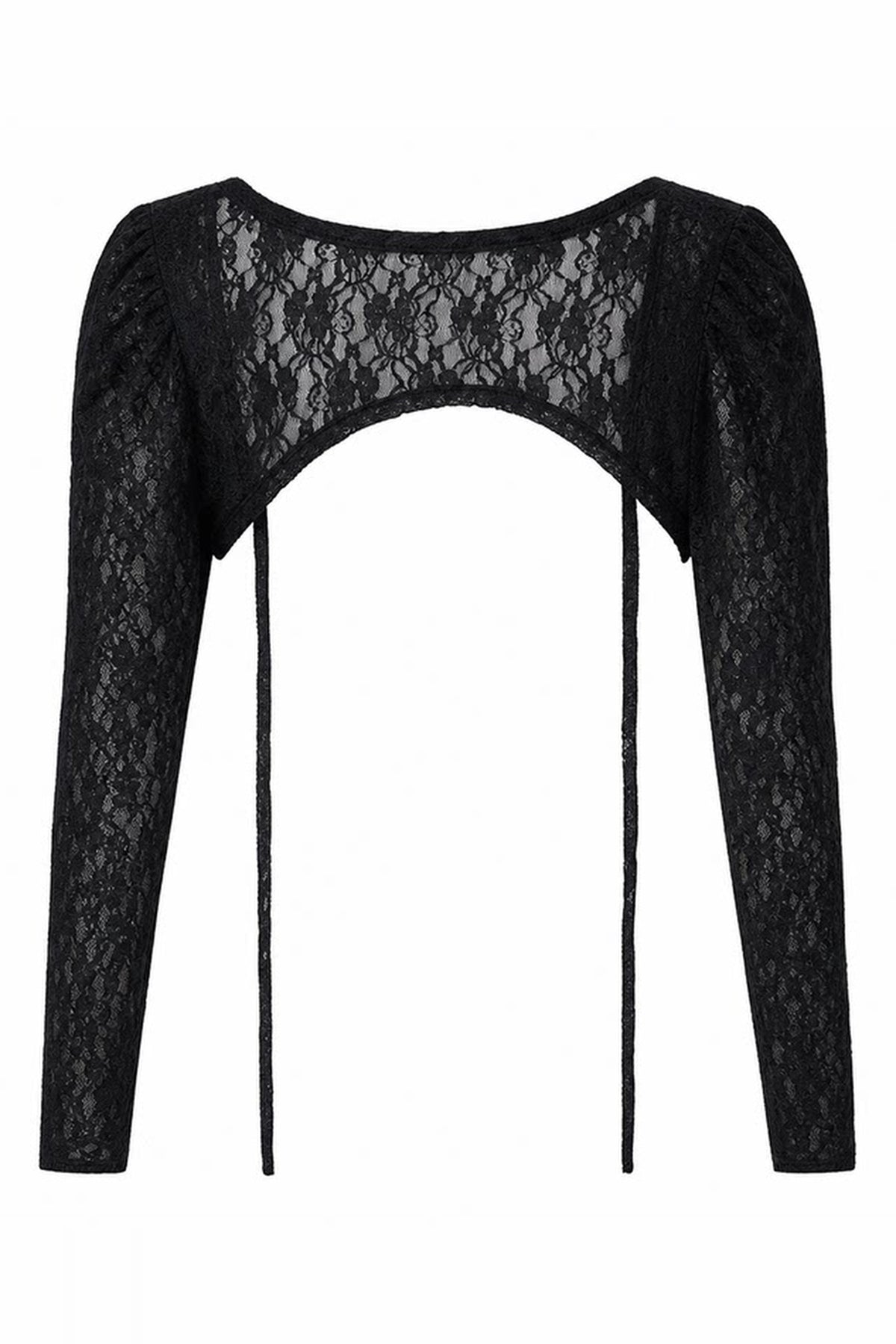 EMOHA Lace Cut-Out Slim Square-Neck Long-Sleeve Tee — flat lay · Outer Layer