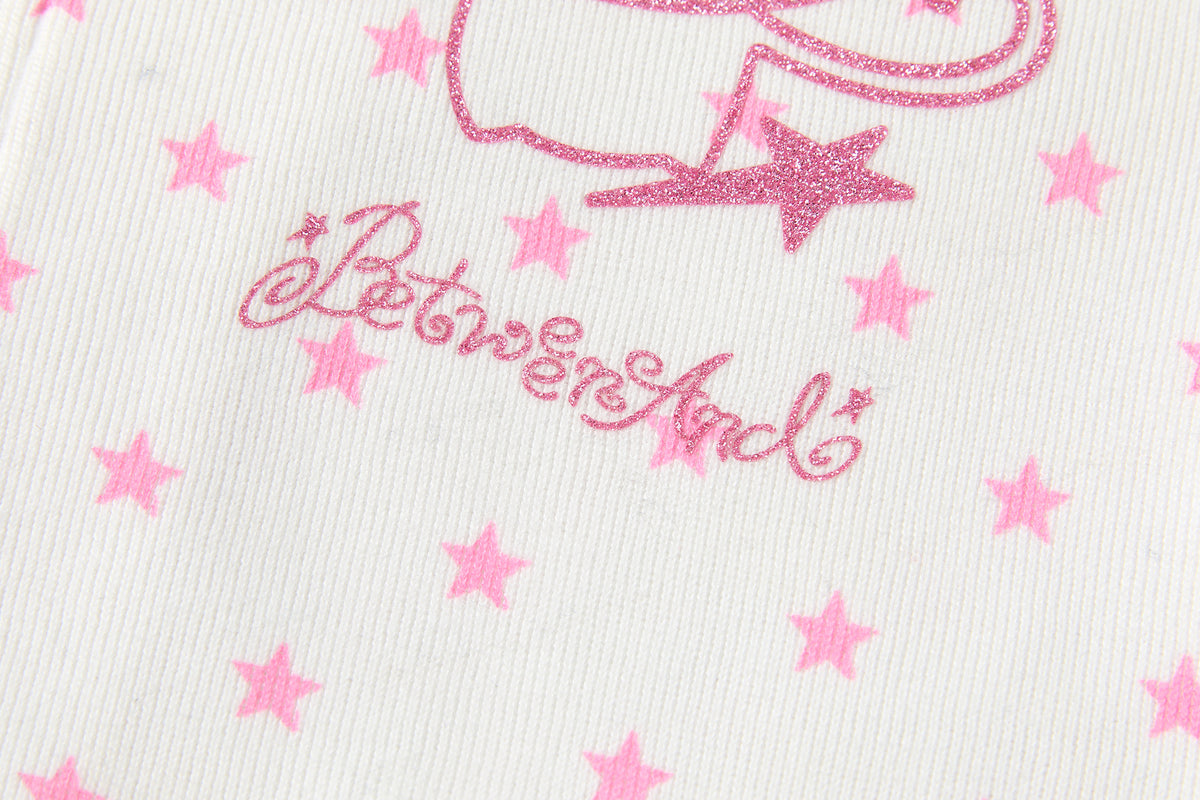 BETWEENAND Glitter Star Full-Print Slim Zip-Up Hoodie
