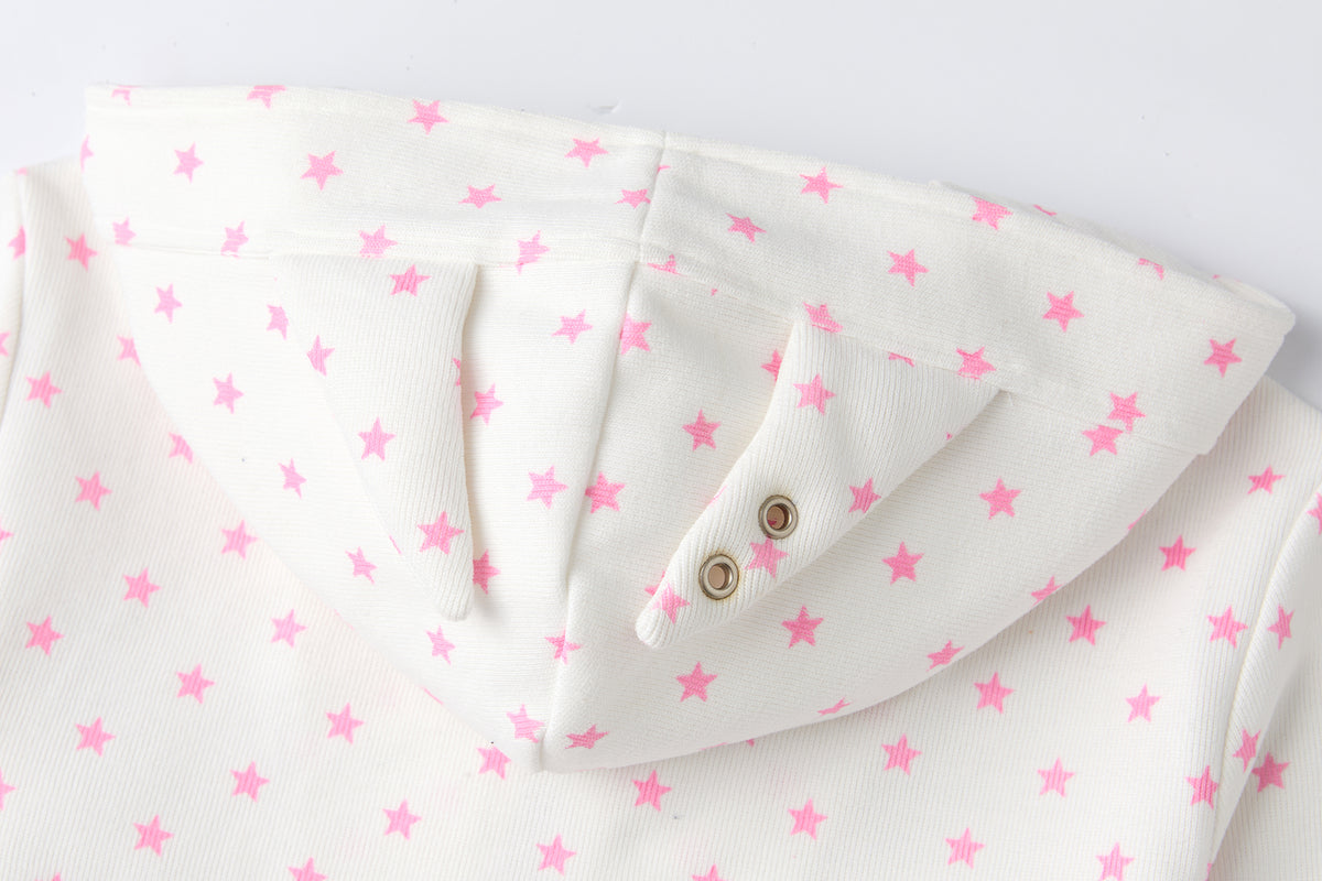 BETWEENAND Glitter Star Full-Print Slim Zip-Up Hoodie