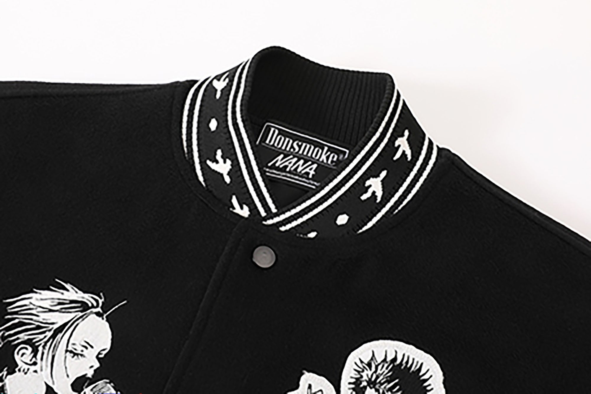 DONSMOKE × NANA PU Panel Anime Patch Varsity Jacket