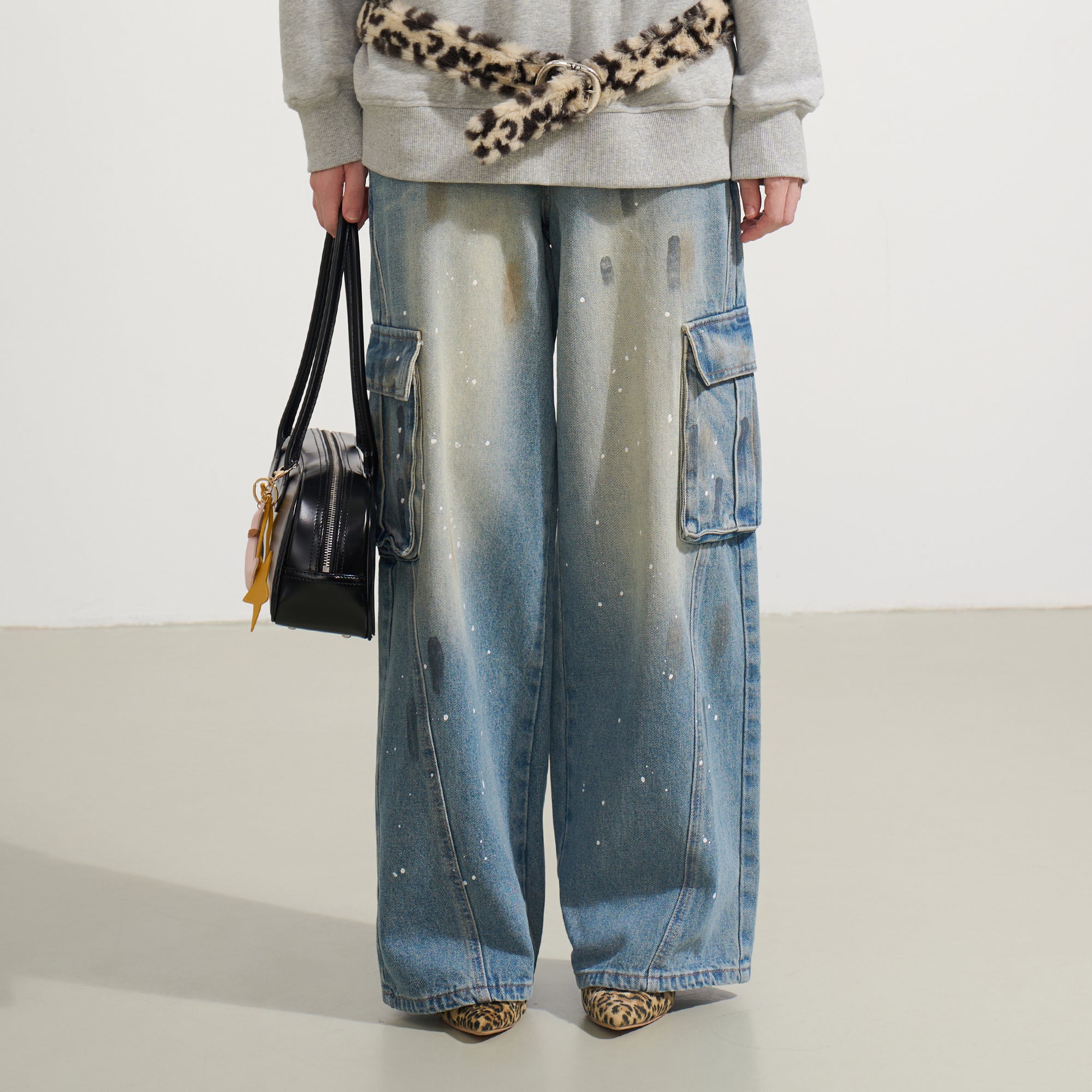 SOFITTE Splatter Stain Utility Cargo Jeans