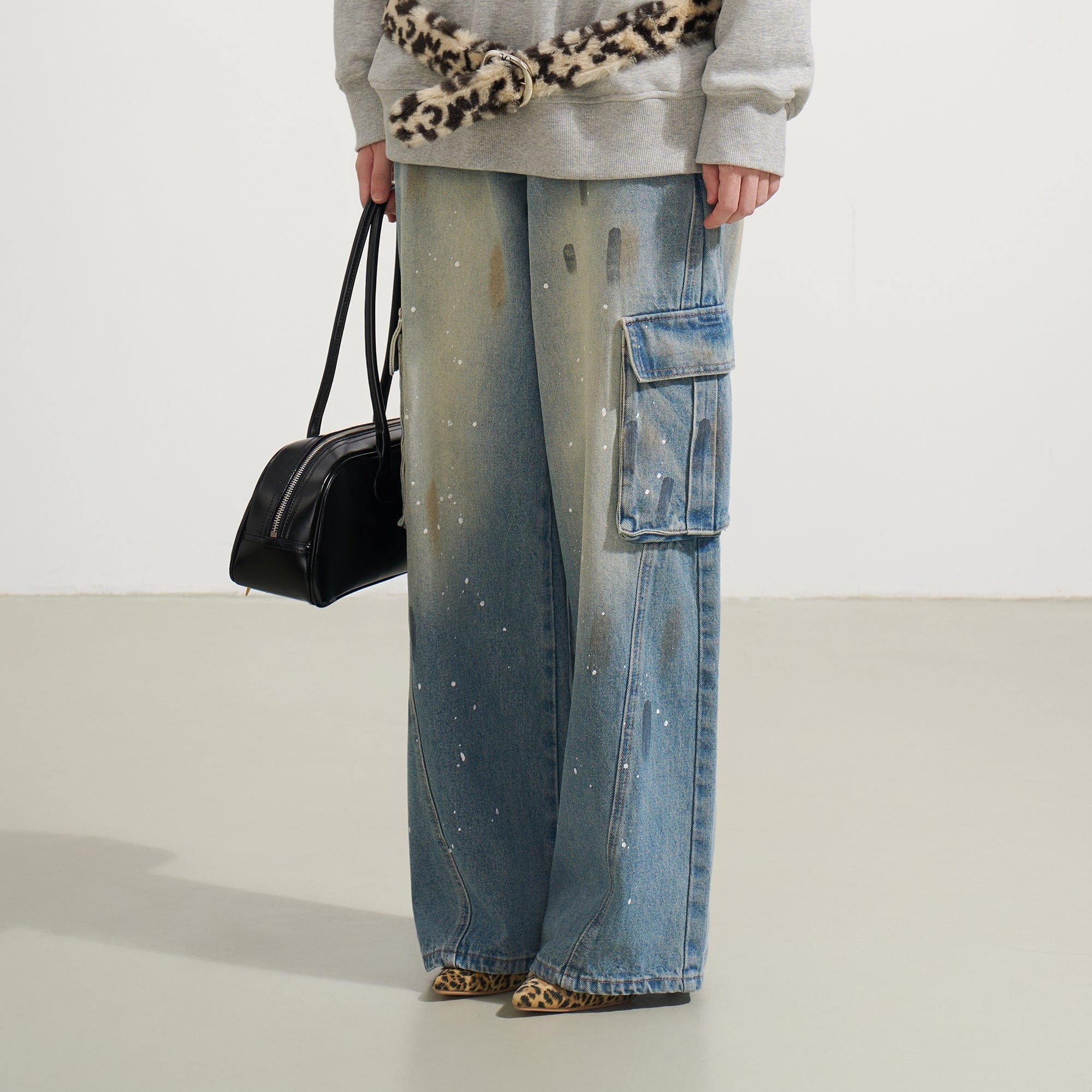 SOFITTE Splatter Stain Utility Cargo Jeans