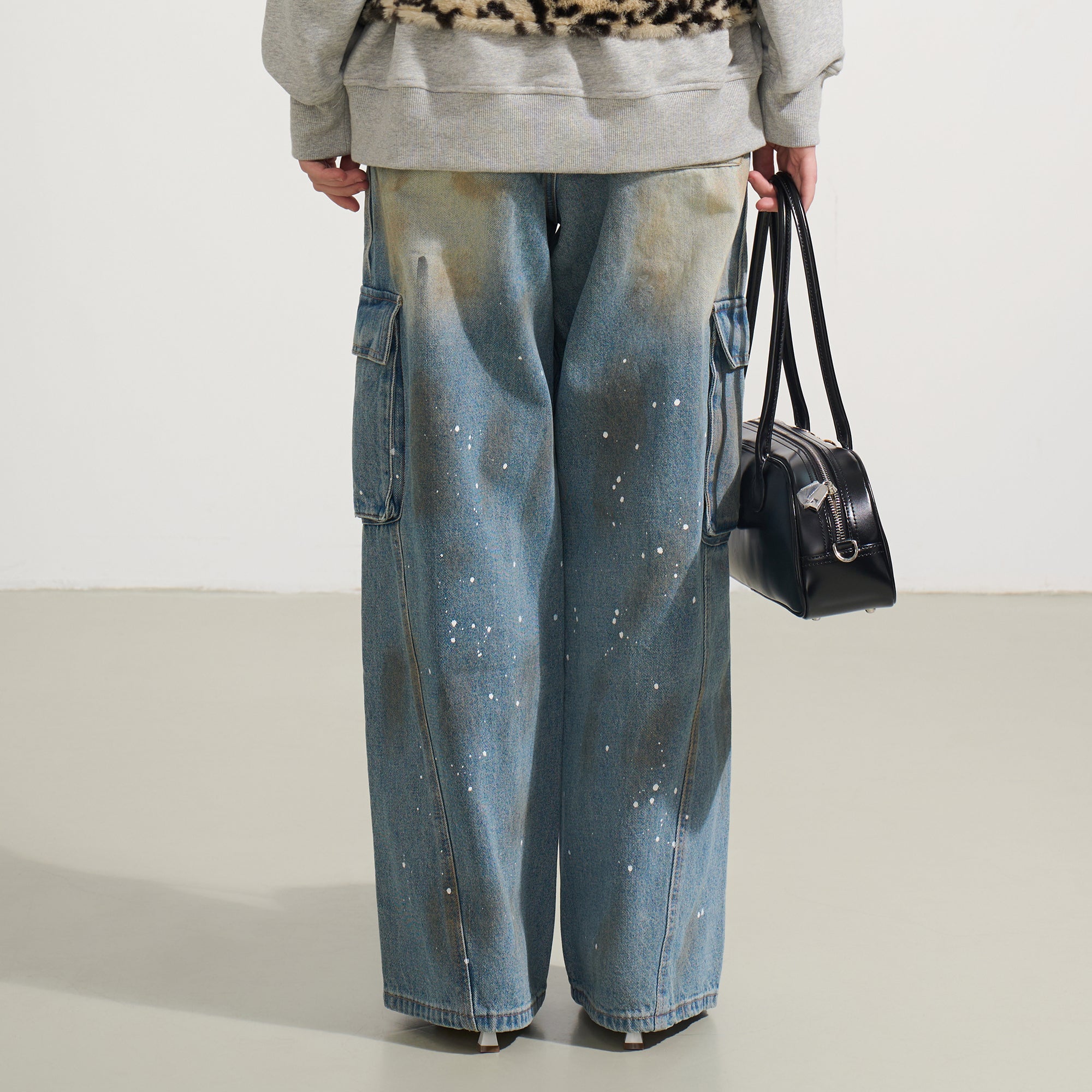 SOFITTE Splatter Stain Utility Cargo Jeans