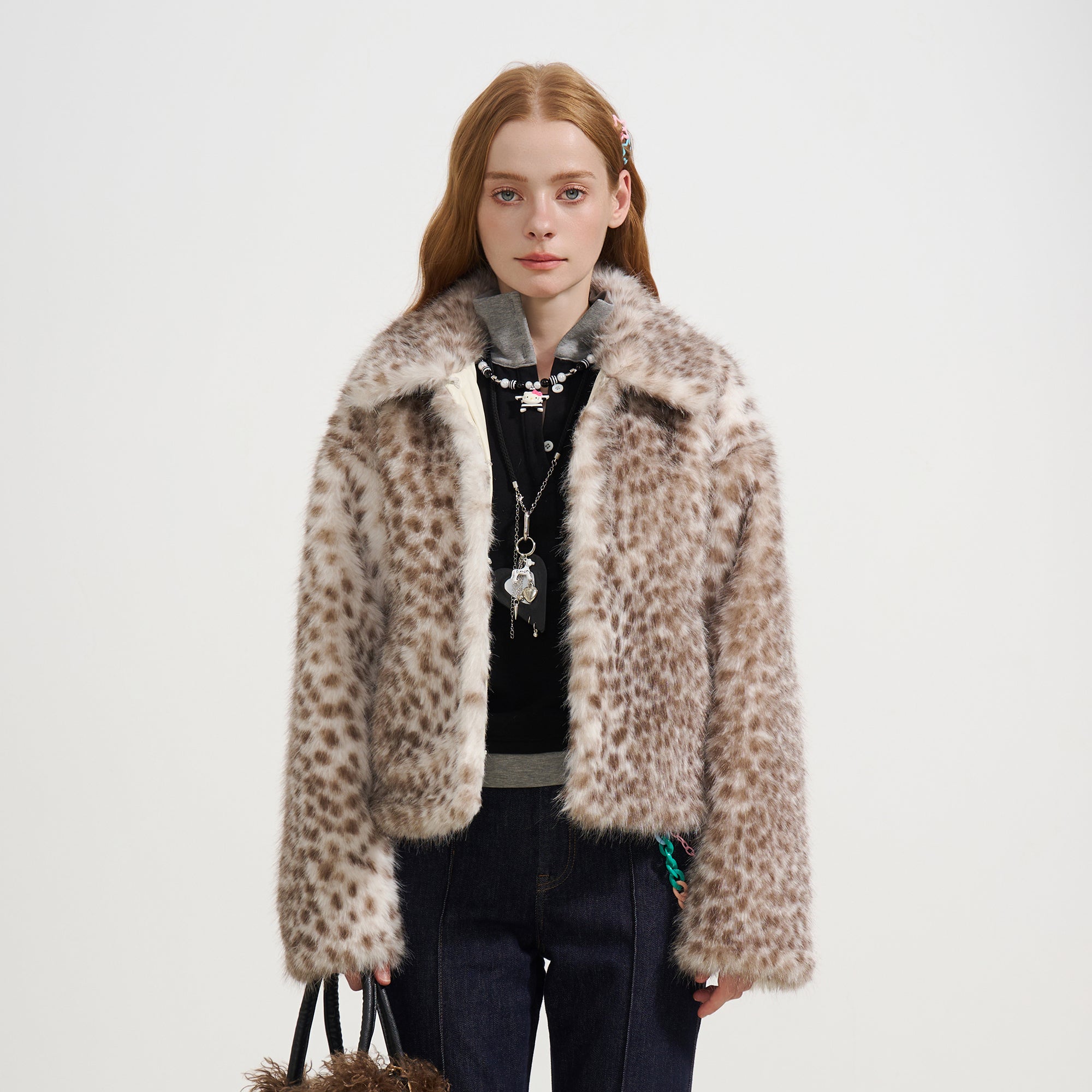 SOFITTE Retro Leopard Faux Fur Jacket