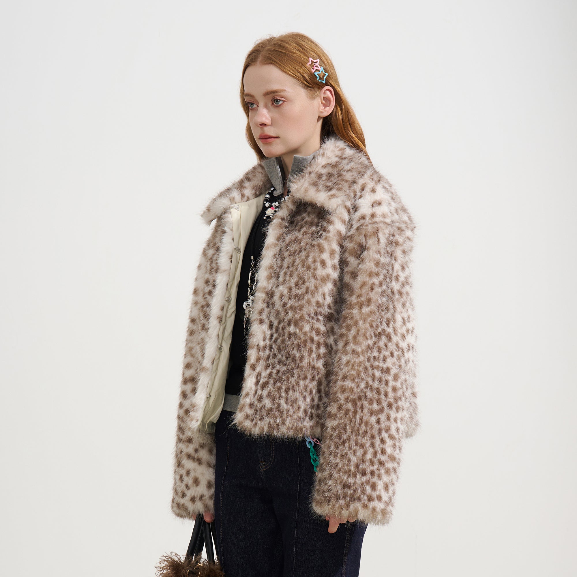 SOFITTE Retro Leopard Faux Fur Jacket
