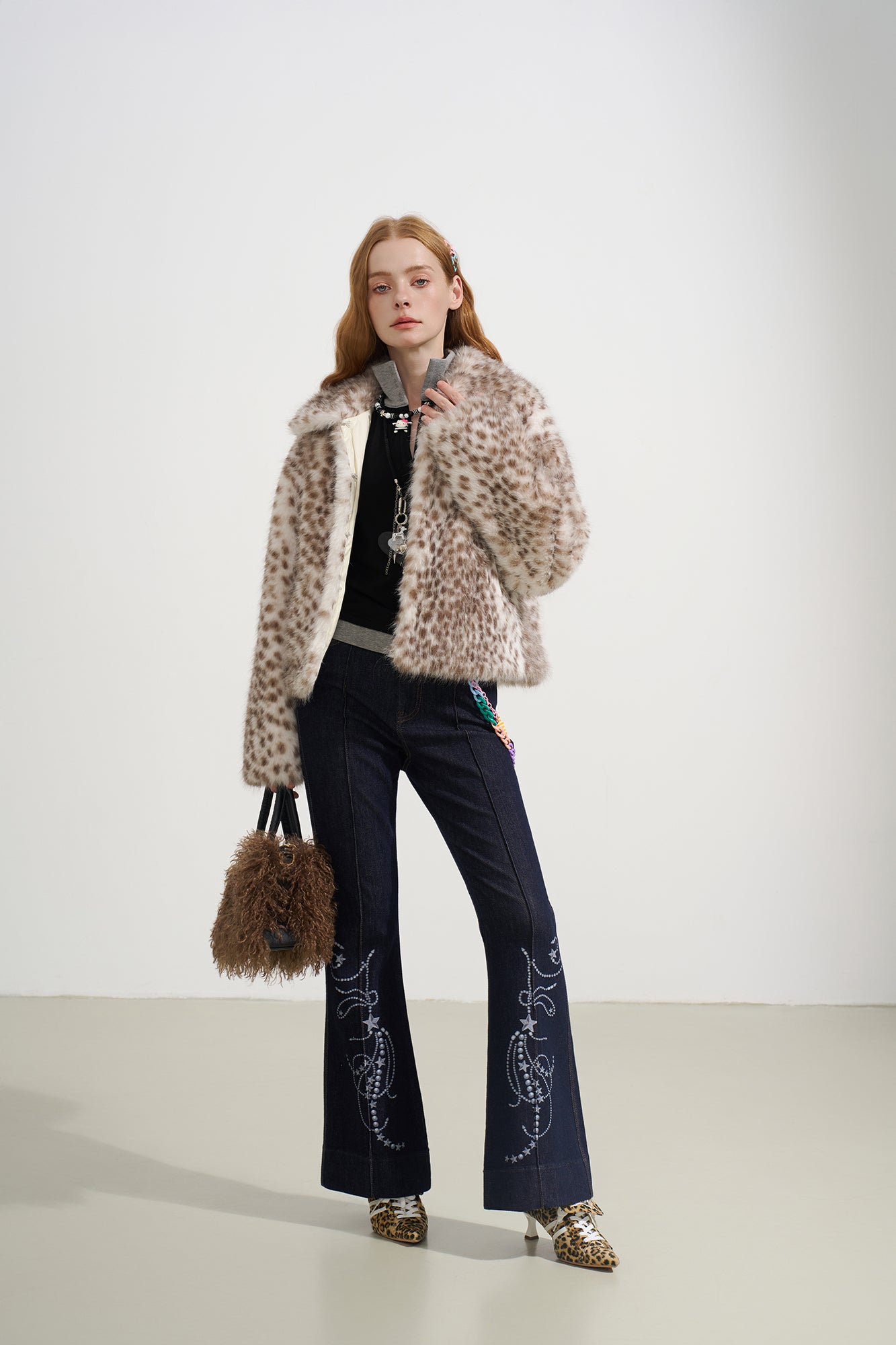SOFITTE Retro Leopard Faux Fur Jacket