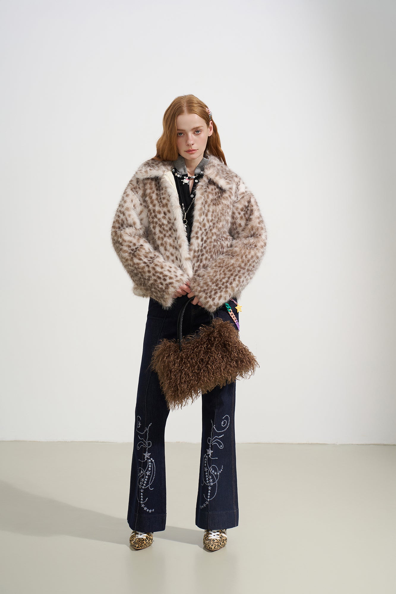 SOFITTE Retro Leopard Faux Fur Jacket
