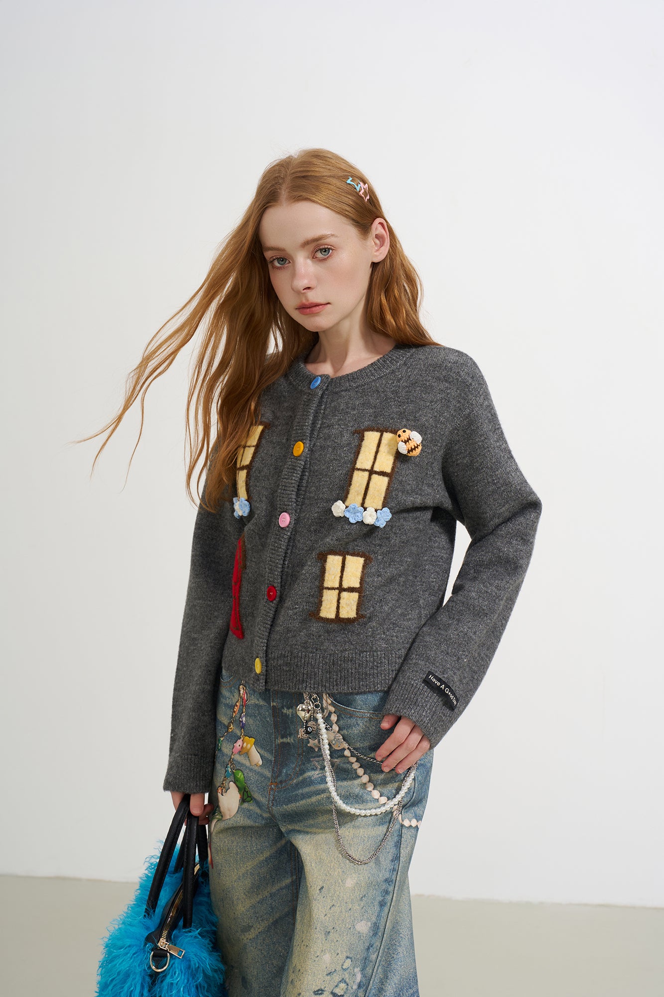 SOFITTE Flowers & Bees Window Embellished Cardigan