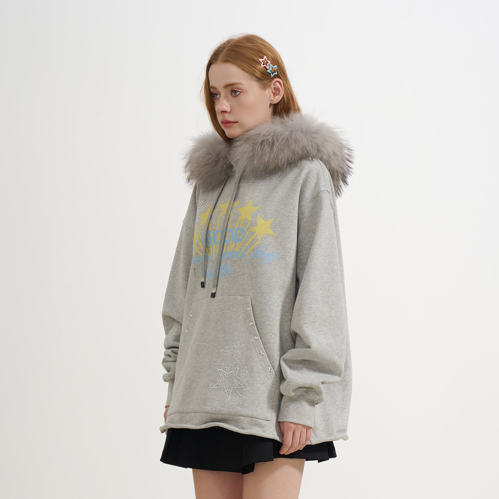 SOFITTE Star Graphic Faux-Fur Trim Hoodie