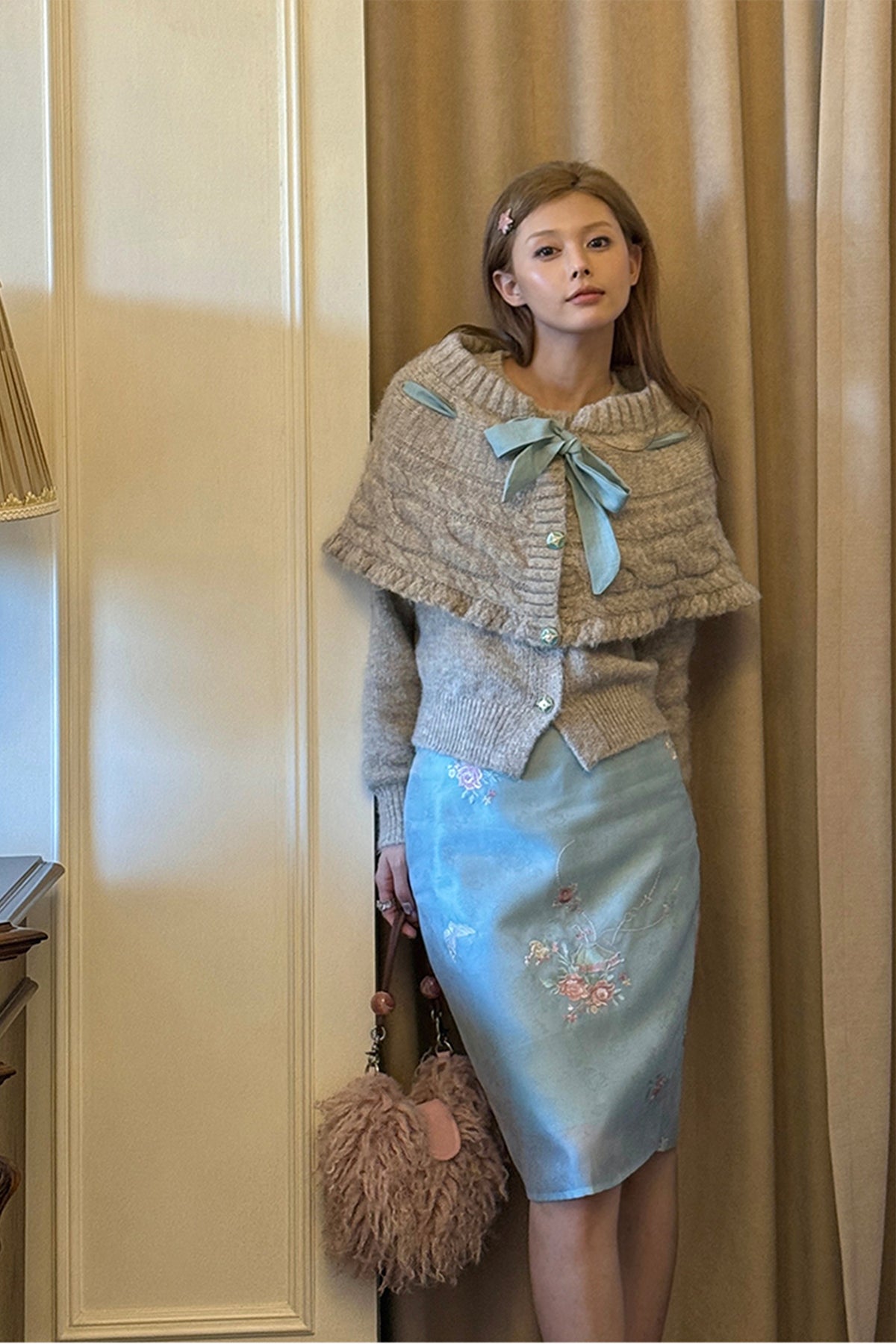 ANNIE ARMOR Floral Butterfly Embroidered Skirt