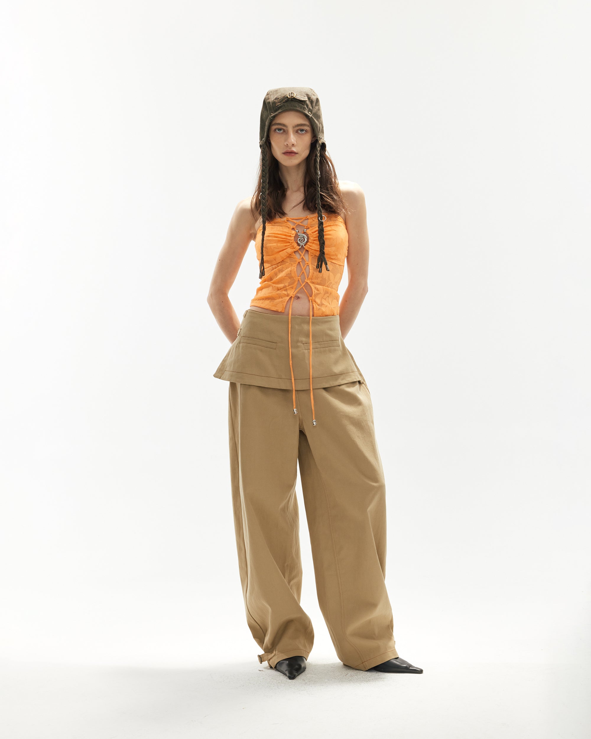 JIUWU PARK Utility Skirt Panel Wide-Leg Pants