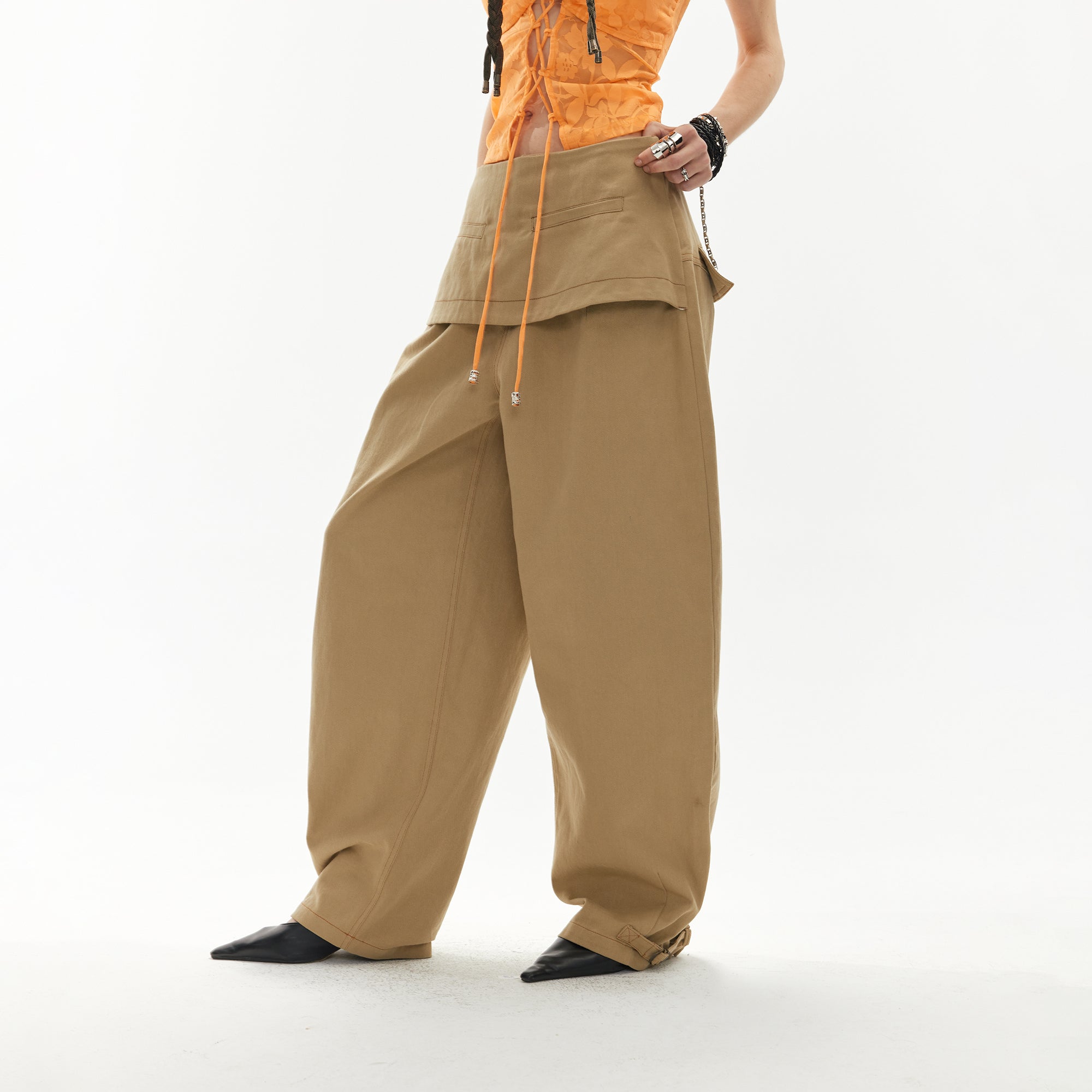 JIUWU PARK Utility Skirt Panel Wide-Leg Pants