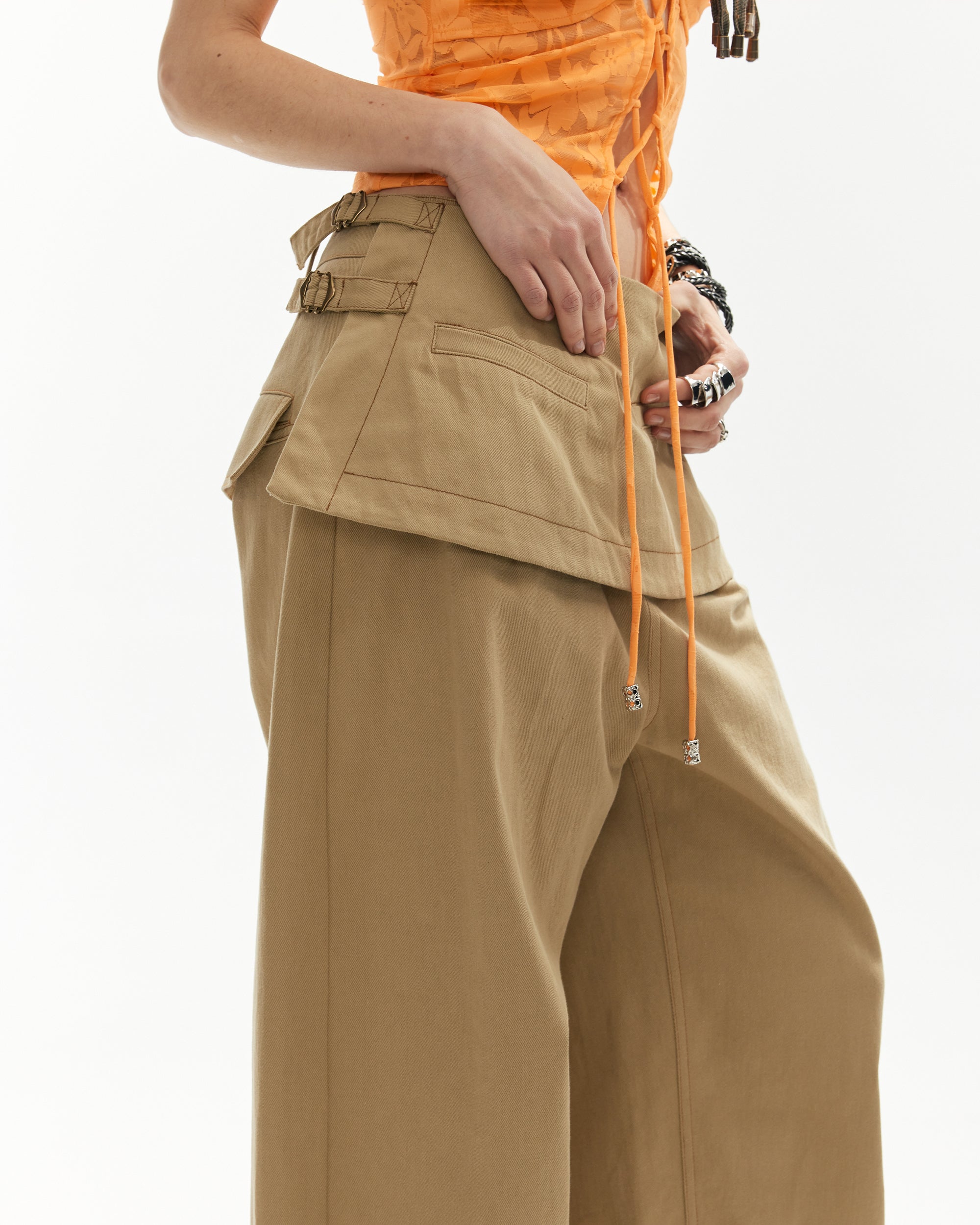 JIUWU PARK Utility Skirt Panel Wide-Leg Pants