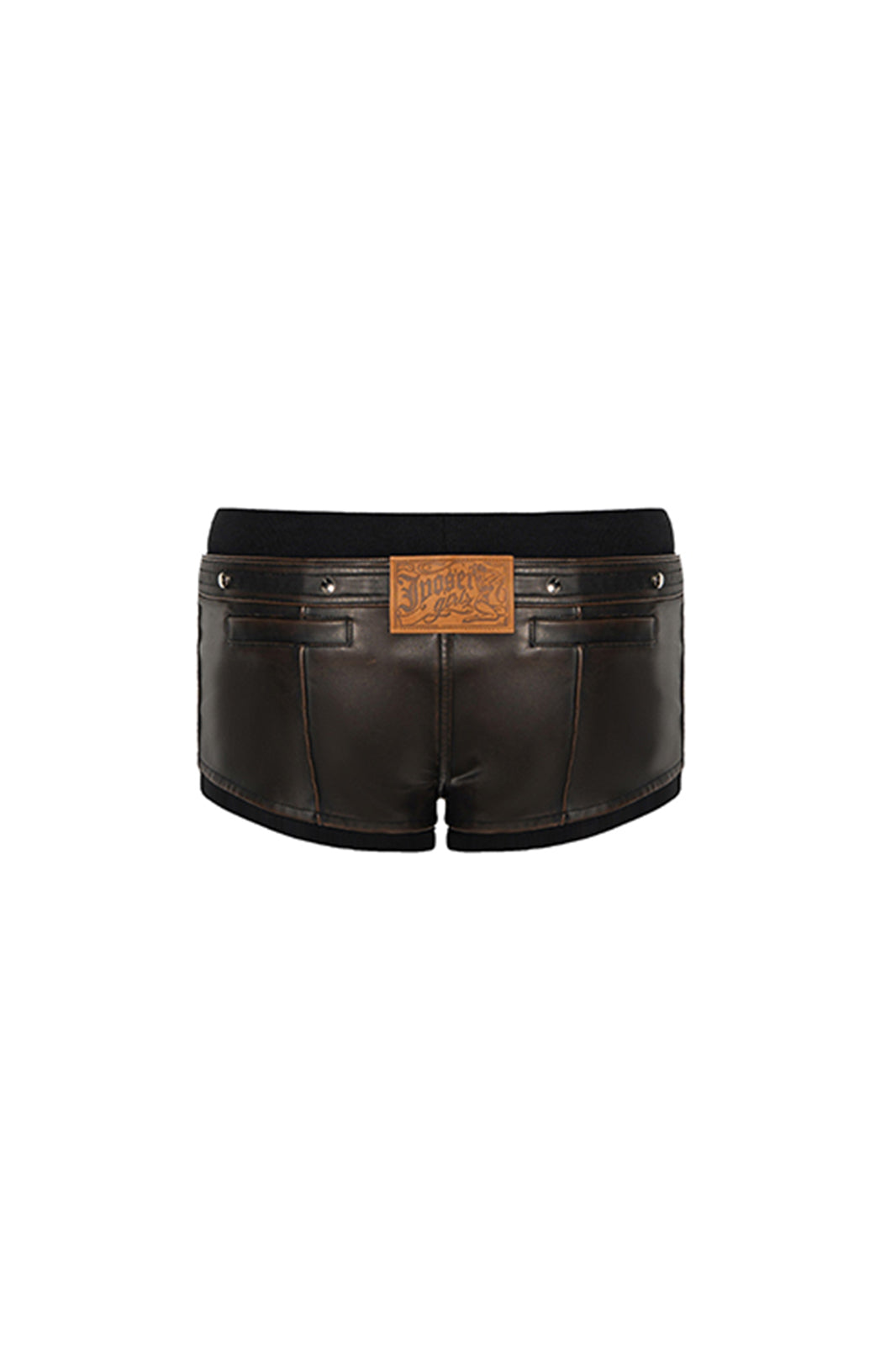 JYOSEI Asymmetrical Zip Faux Leather Hot Shorts