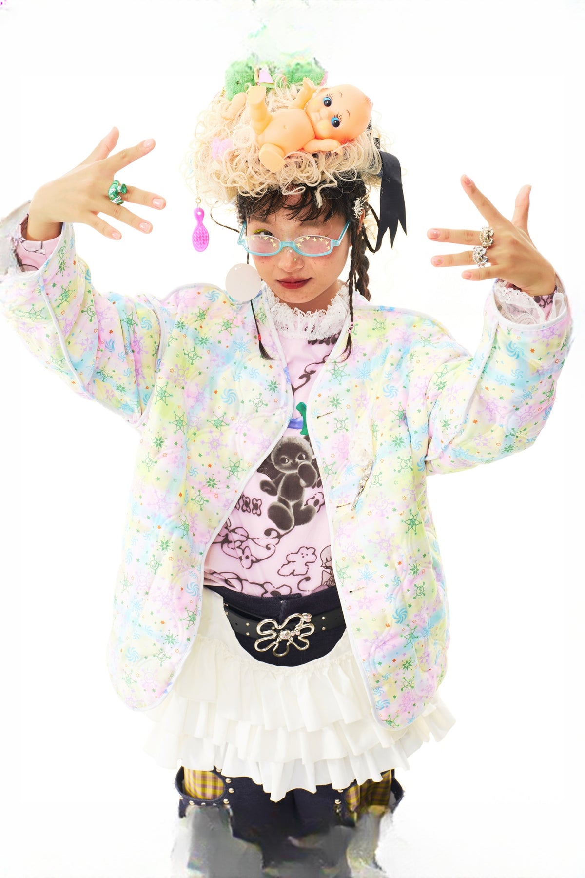 SILLYSIS Reversible Graphic Quilted Cotton-Padded Jacket — half body