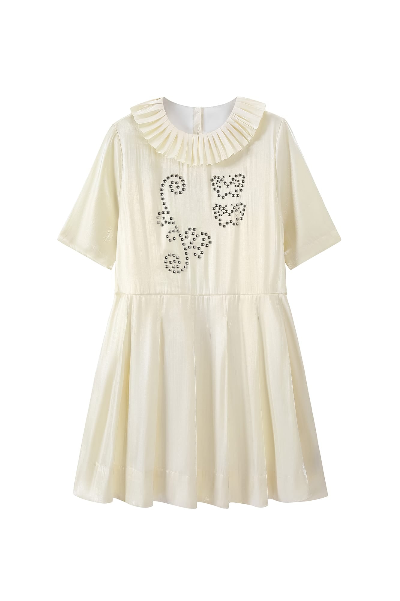 UNSOCIAL NIGHT Studded Graphic Pleated-Collar Shift Dress