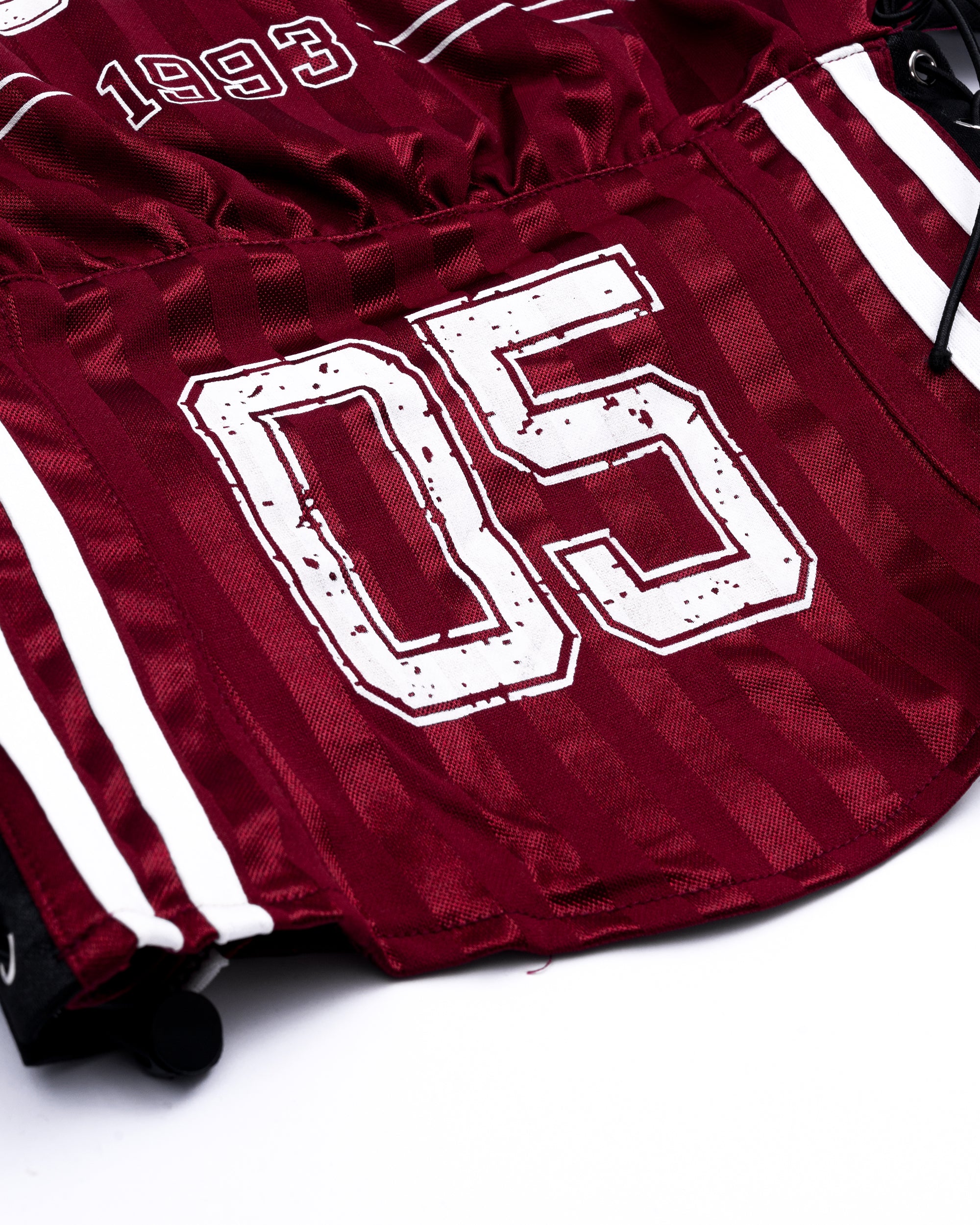 MOGONGSHE Varsity Lace-Up Waist Cropped Jersey