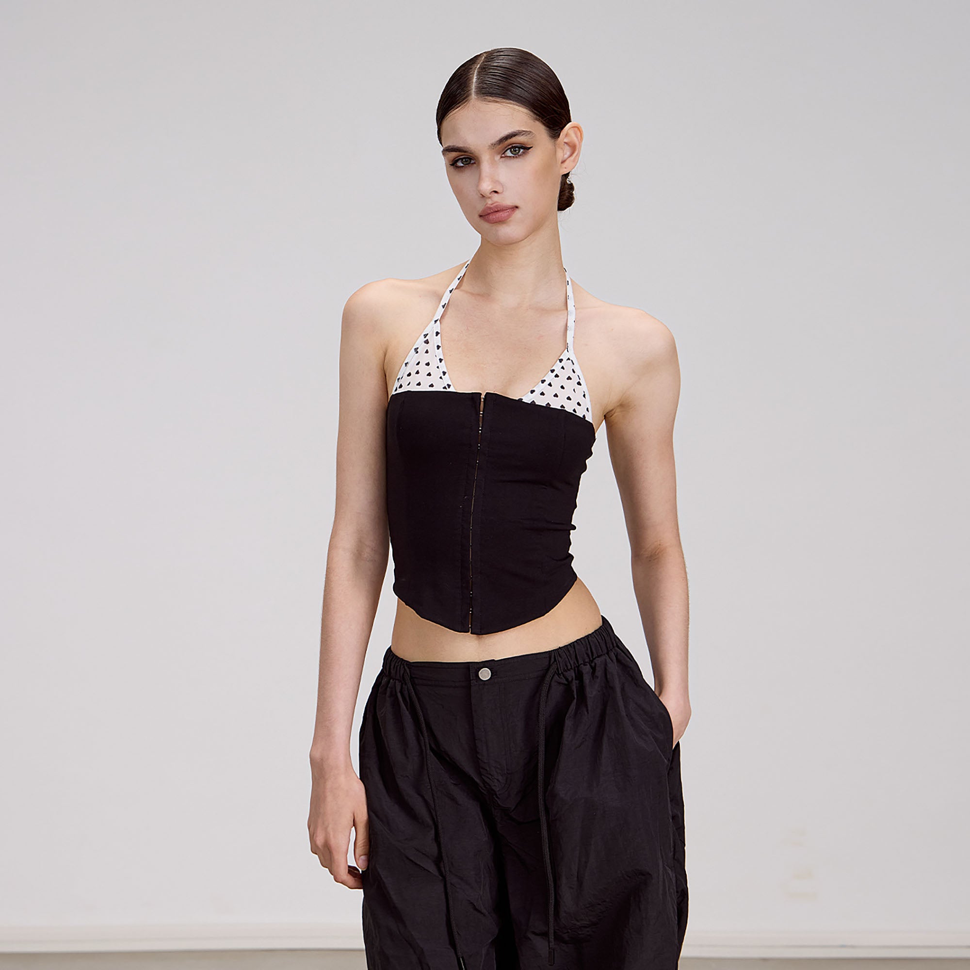 AE30 SAINT Layered Heart Halter Corset Tank Top