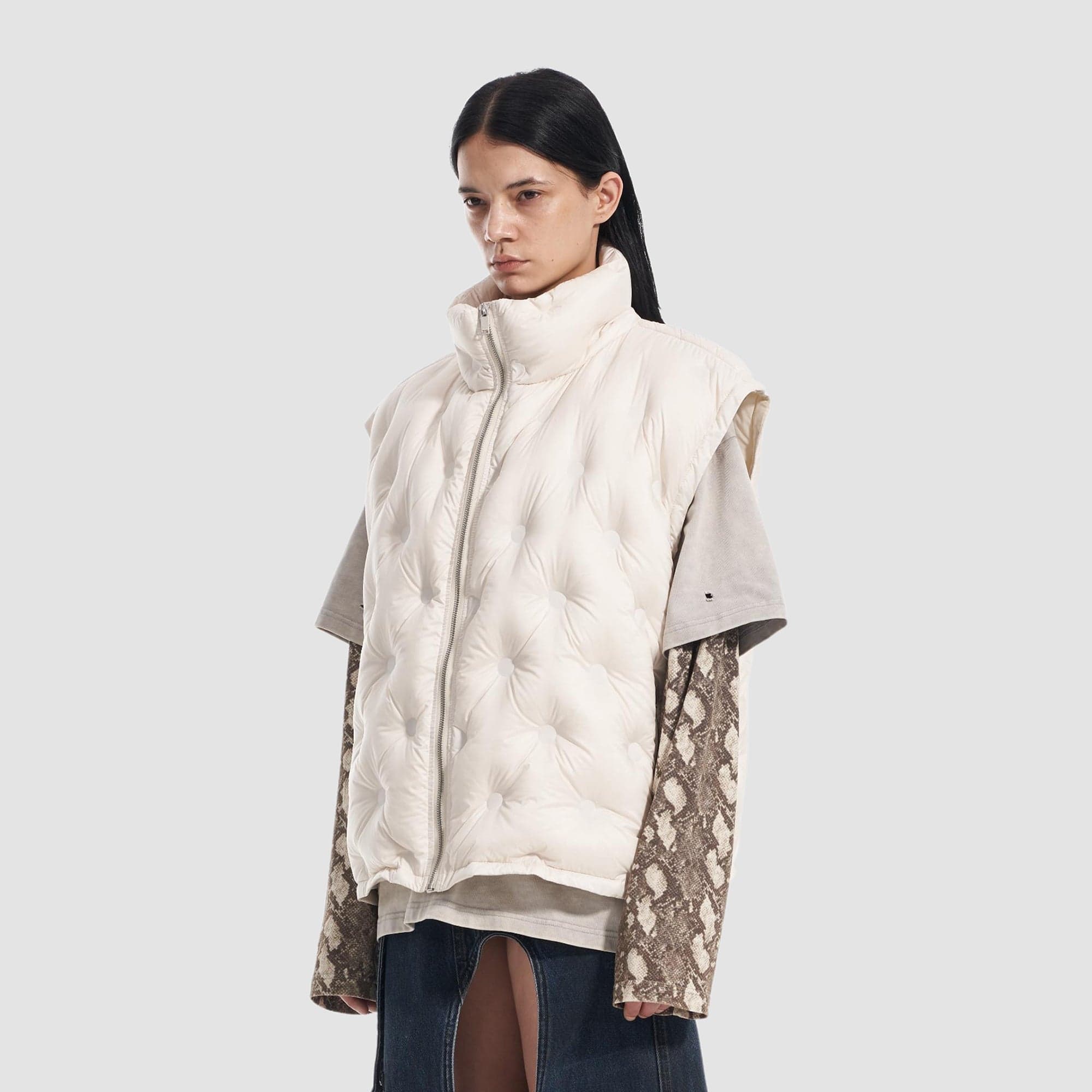 VANN VALRENCE Bubble-Quilted High-Neck Down Vest