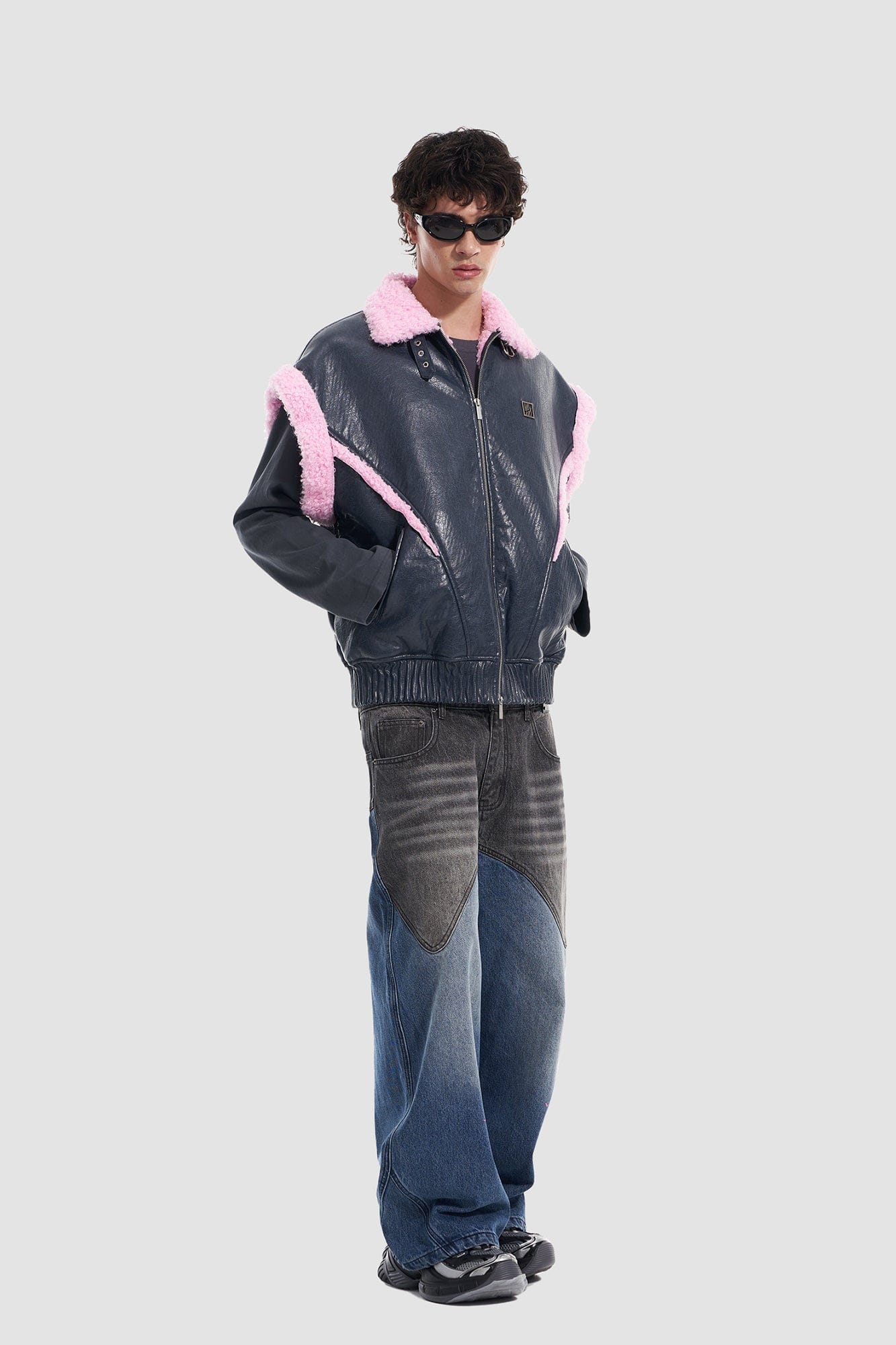 VANN VALRENCE Contrast Faded-Wash Paneled Jeans