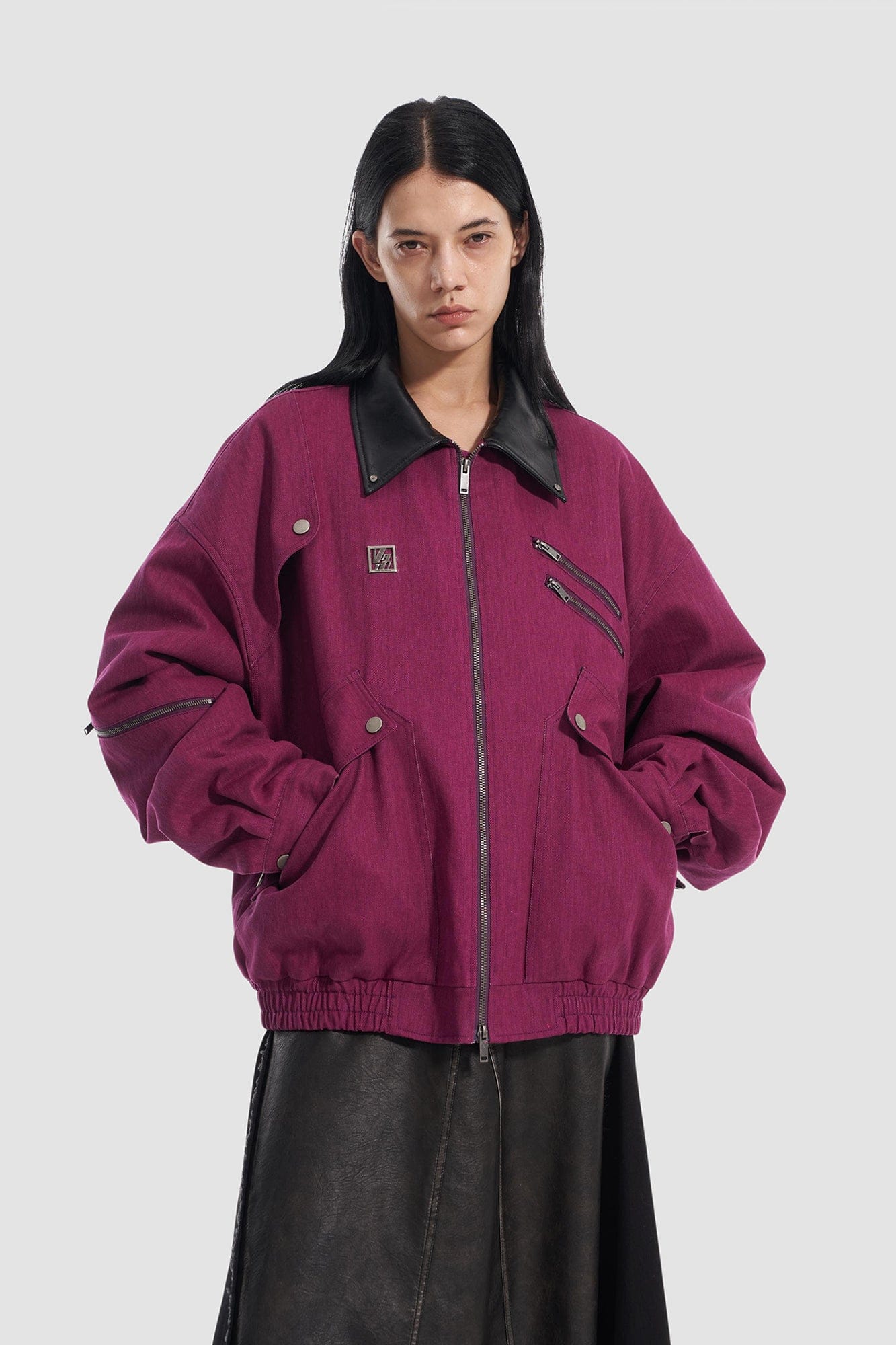 VANN VALRENCE Contrast Multi-Zip Padded Utility Jacket