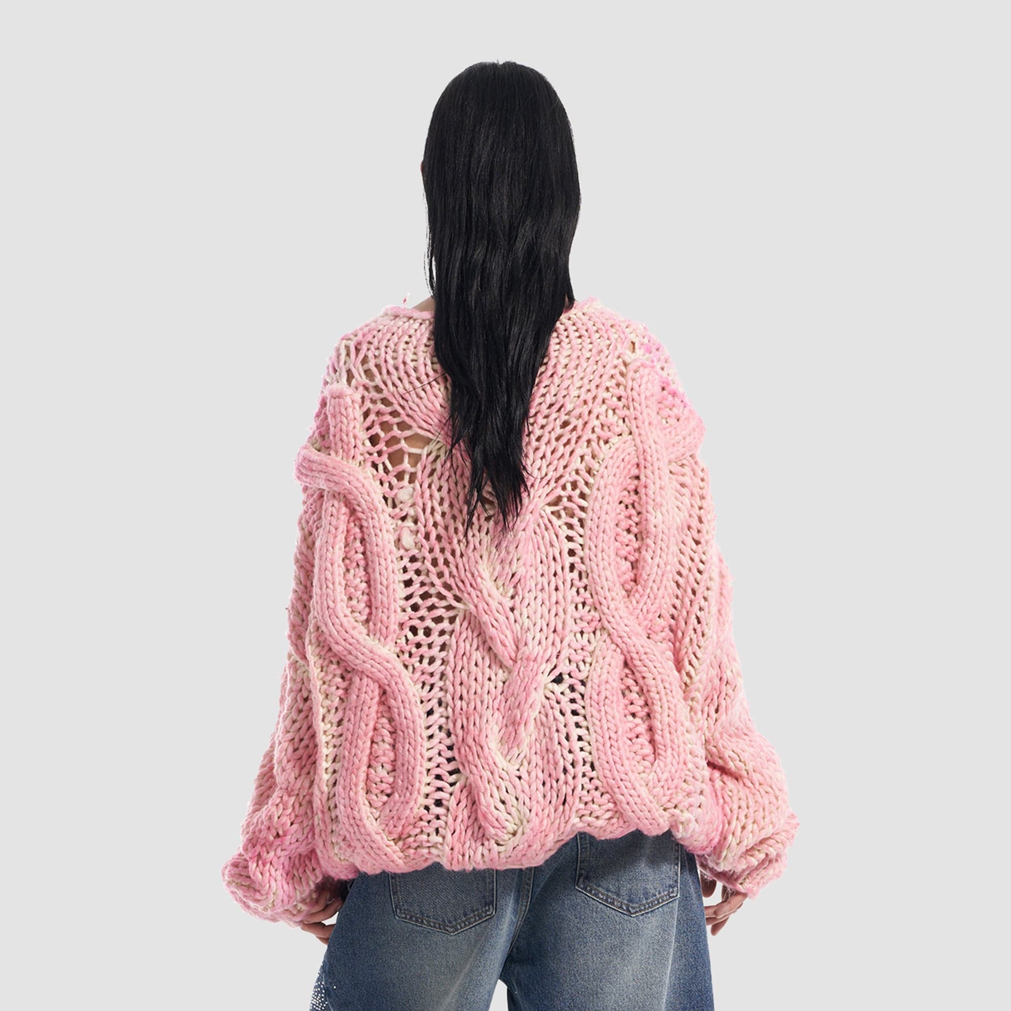 VANN VALRENCE Chunky Open-Knit Spray-Dyed Sweater