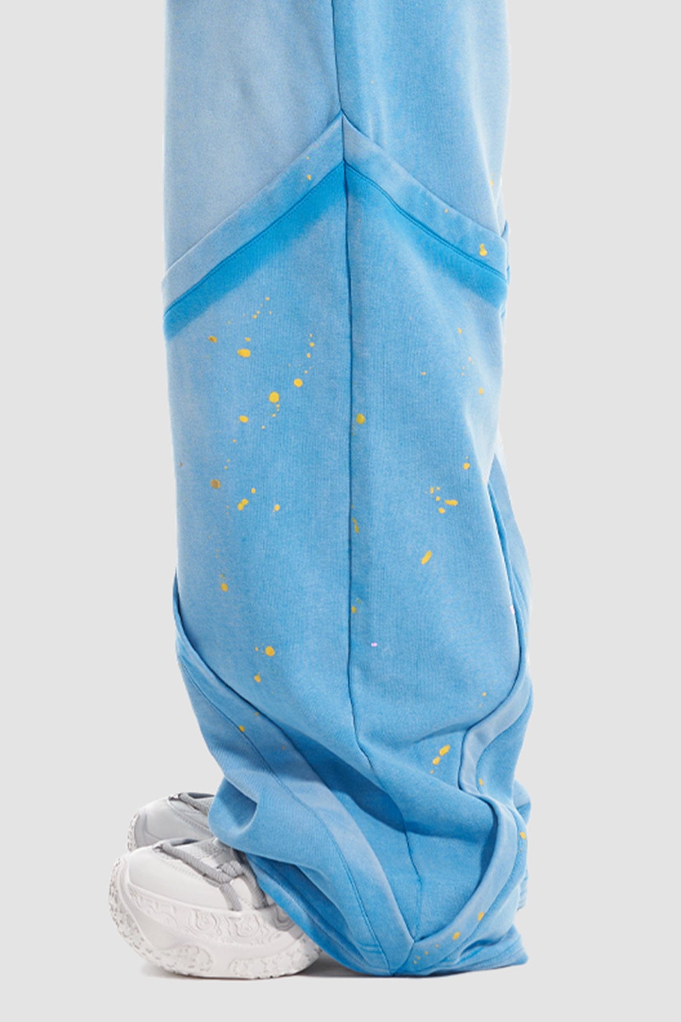 VANN VALRENCE Washed Paint-Splattered Paneled Pants