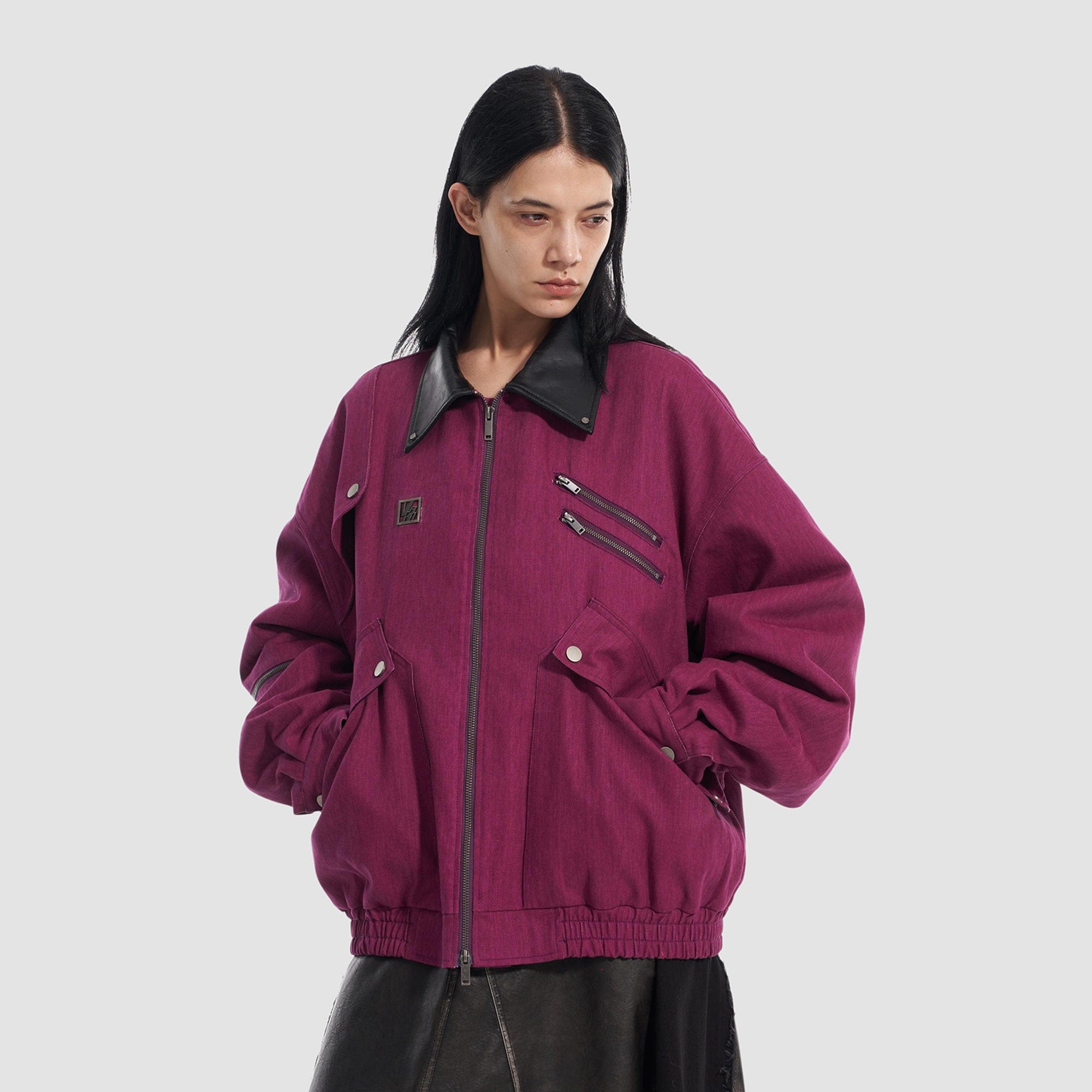 VANN VALRENCE Contrast Multi-Zip Padded Utility Jacket