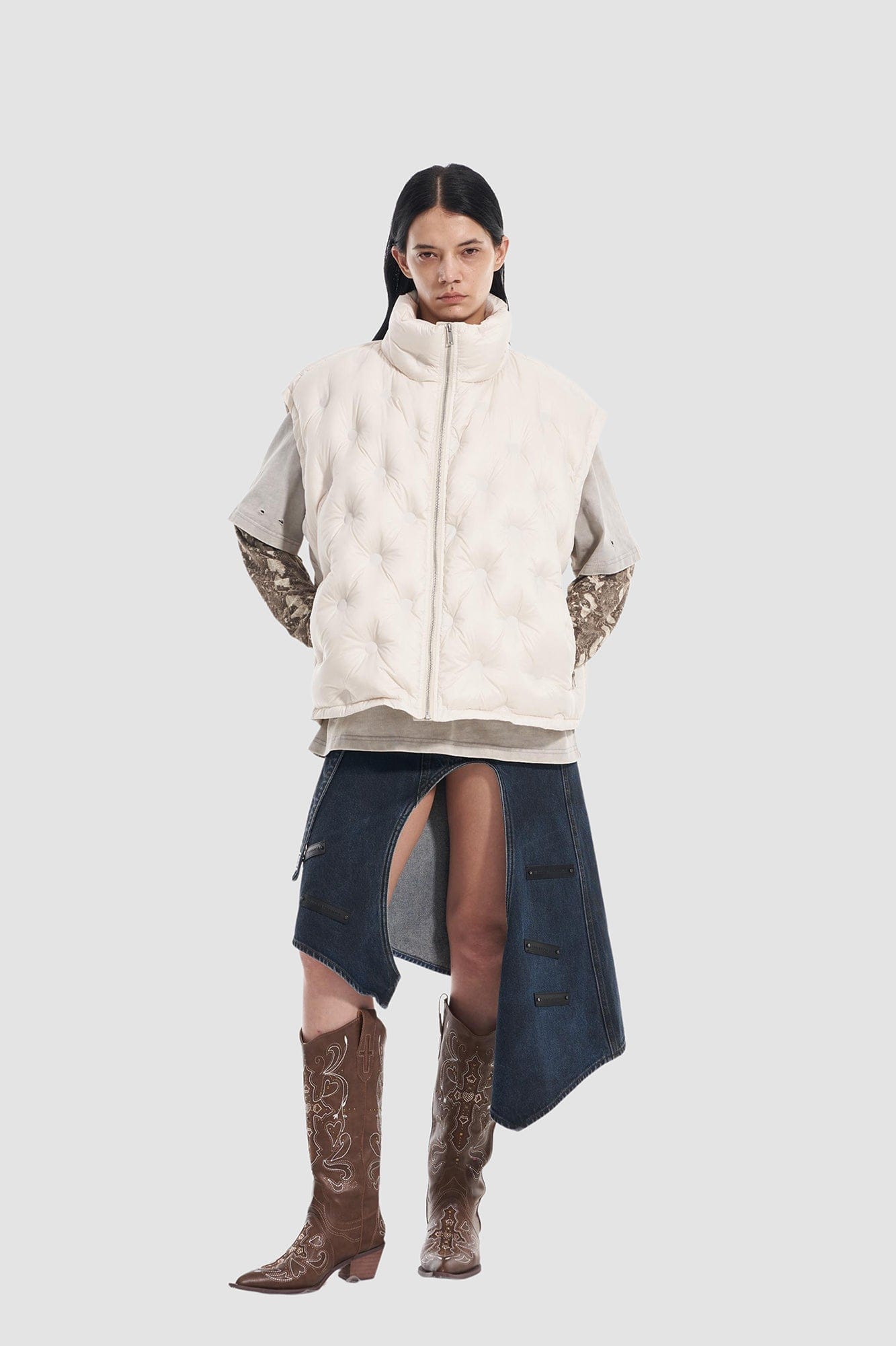 VANN VALRENCE Bubble-Quilted High-Neck Down Vest