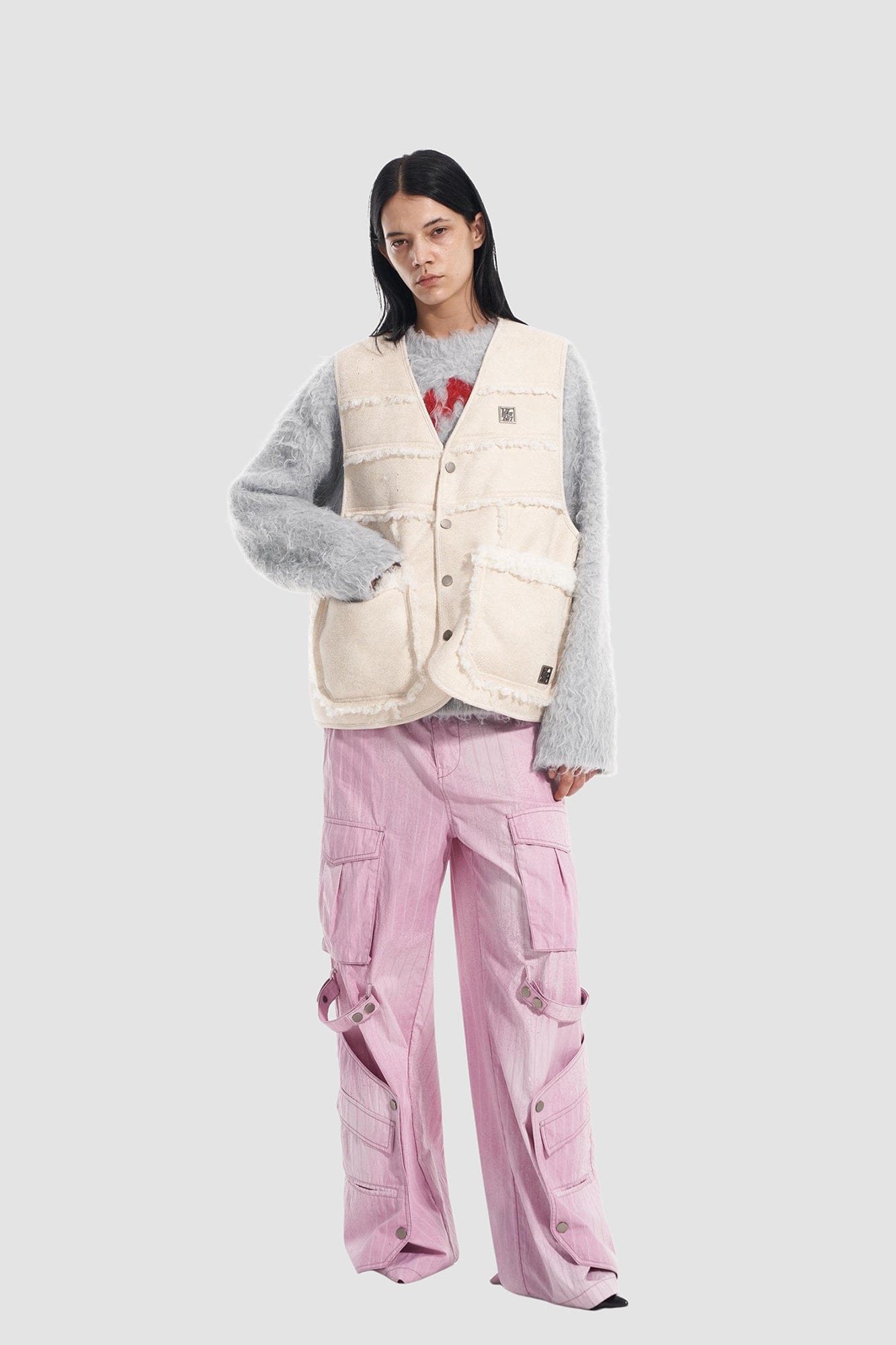 VANN VALRENCE Paneled Fleece-Trim Padded Vest