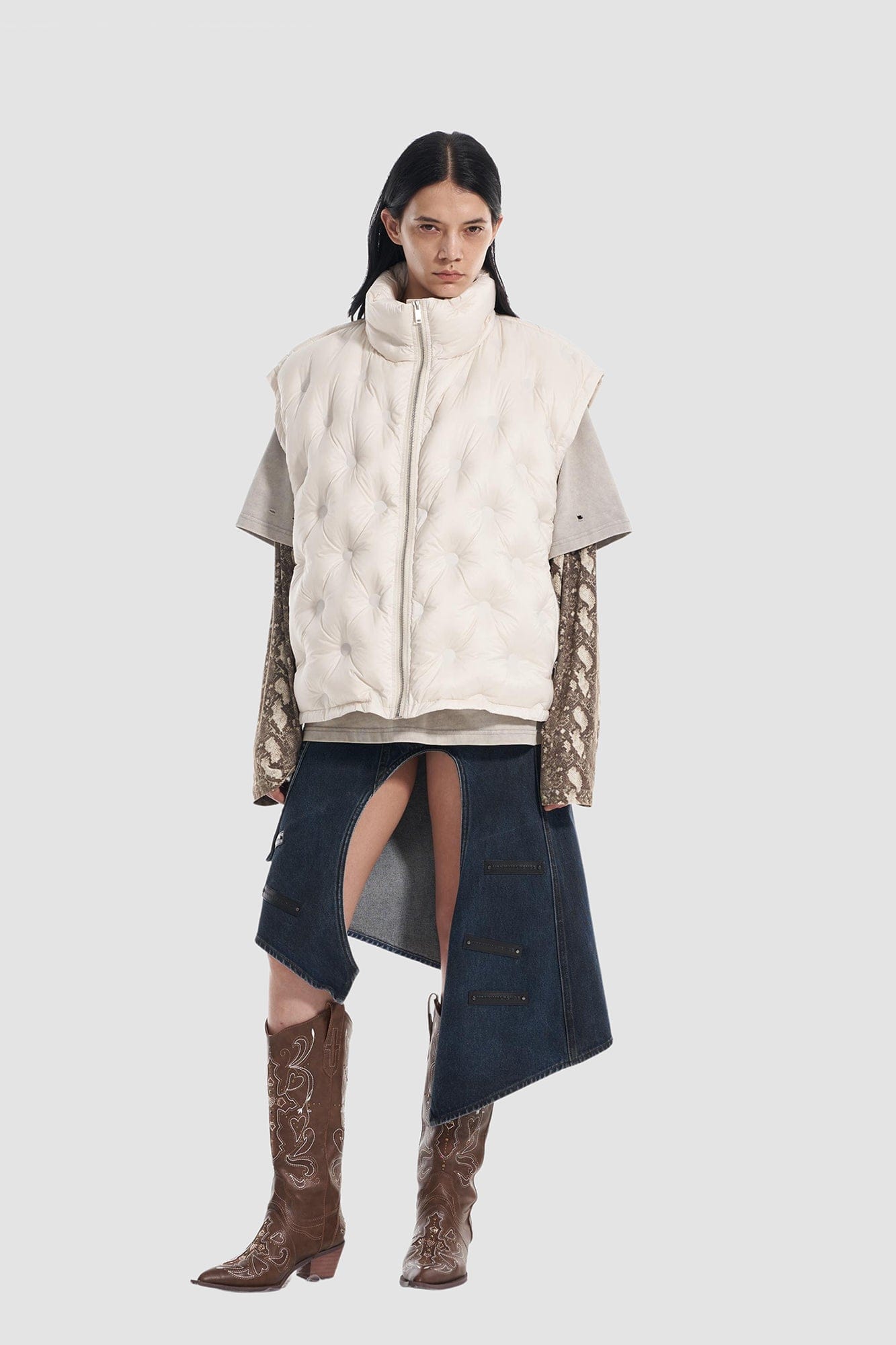 VANN VALRENCE Bubble-Quilted High-Neck Down Vest