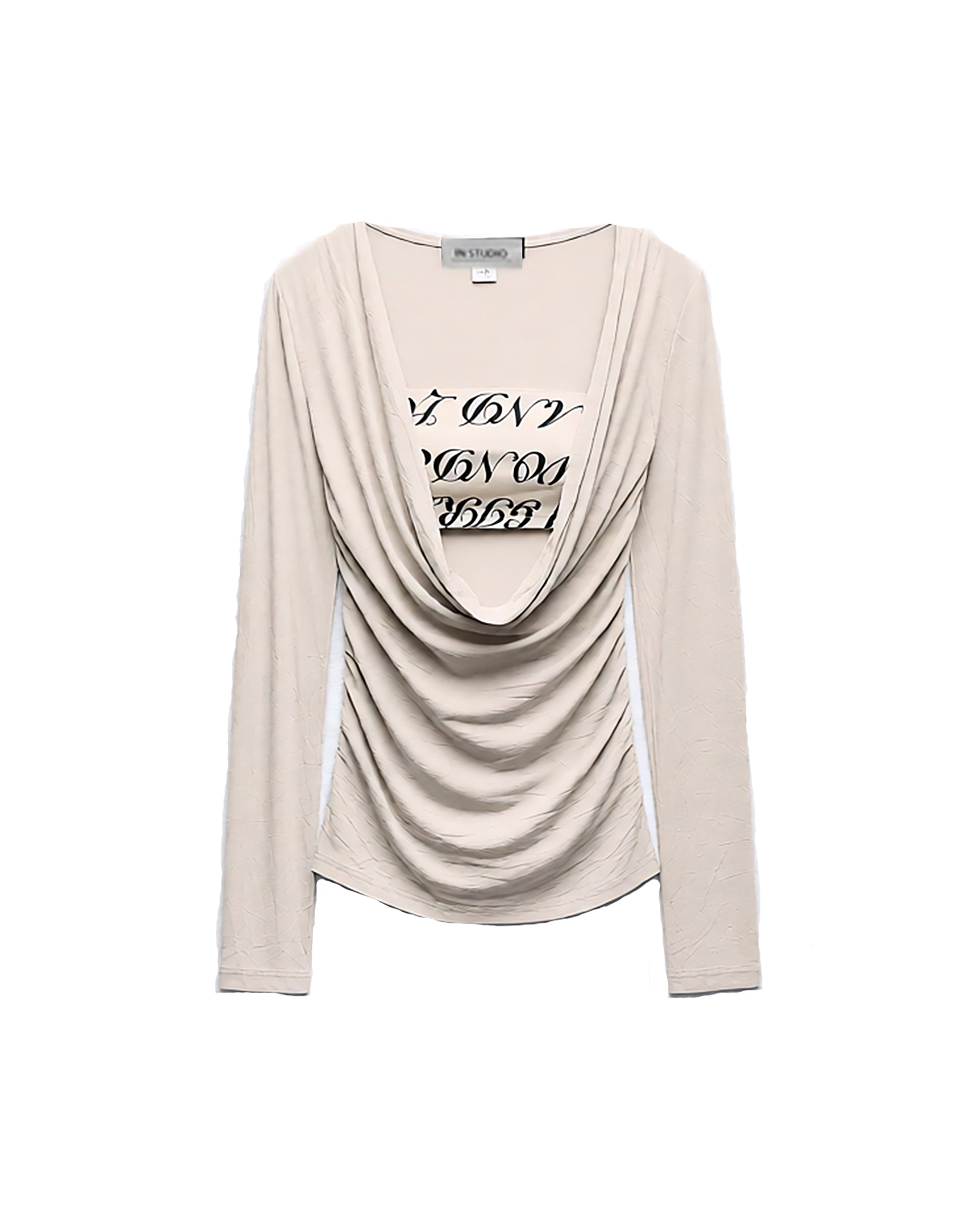 AE30 SAINT Cowl Neck Full-Print Bandeau Layered Top