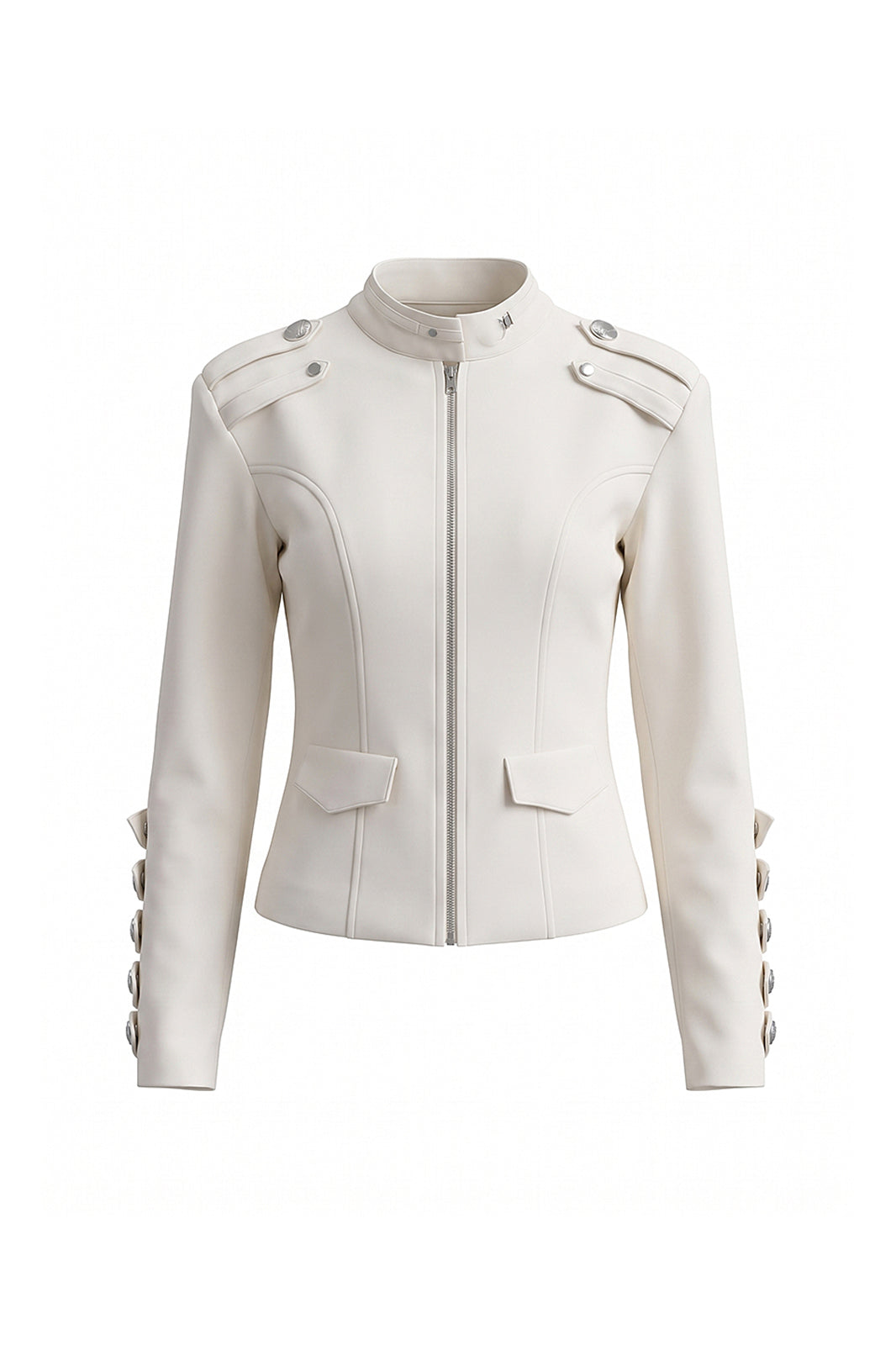 AE30 SAINT Cinched-Waist Padded-Shoulder Napoleon Jacket