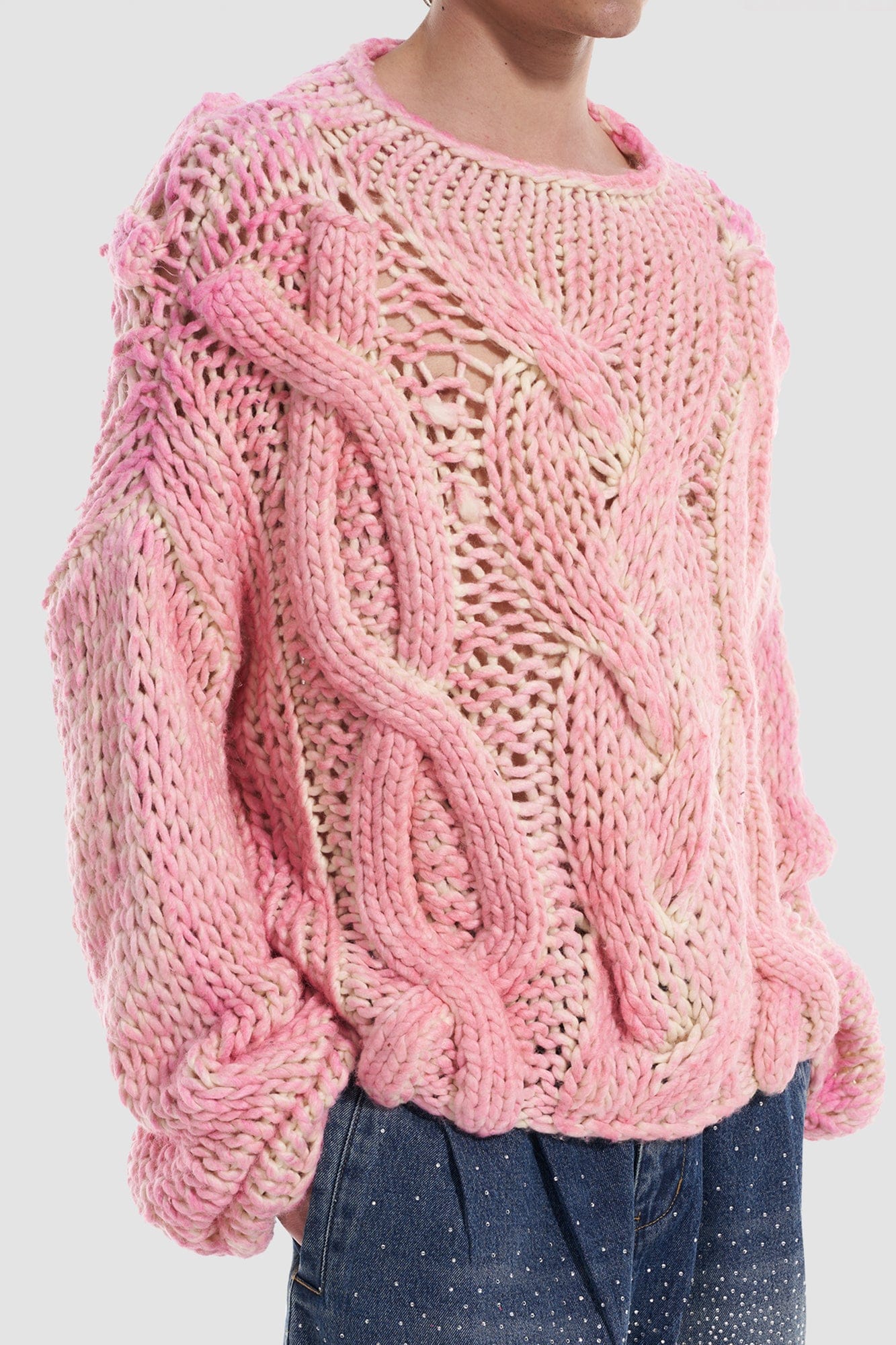 VANN VALRENCE Chunky Open-Knit Spray-Dyed Sweater