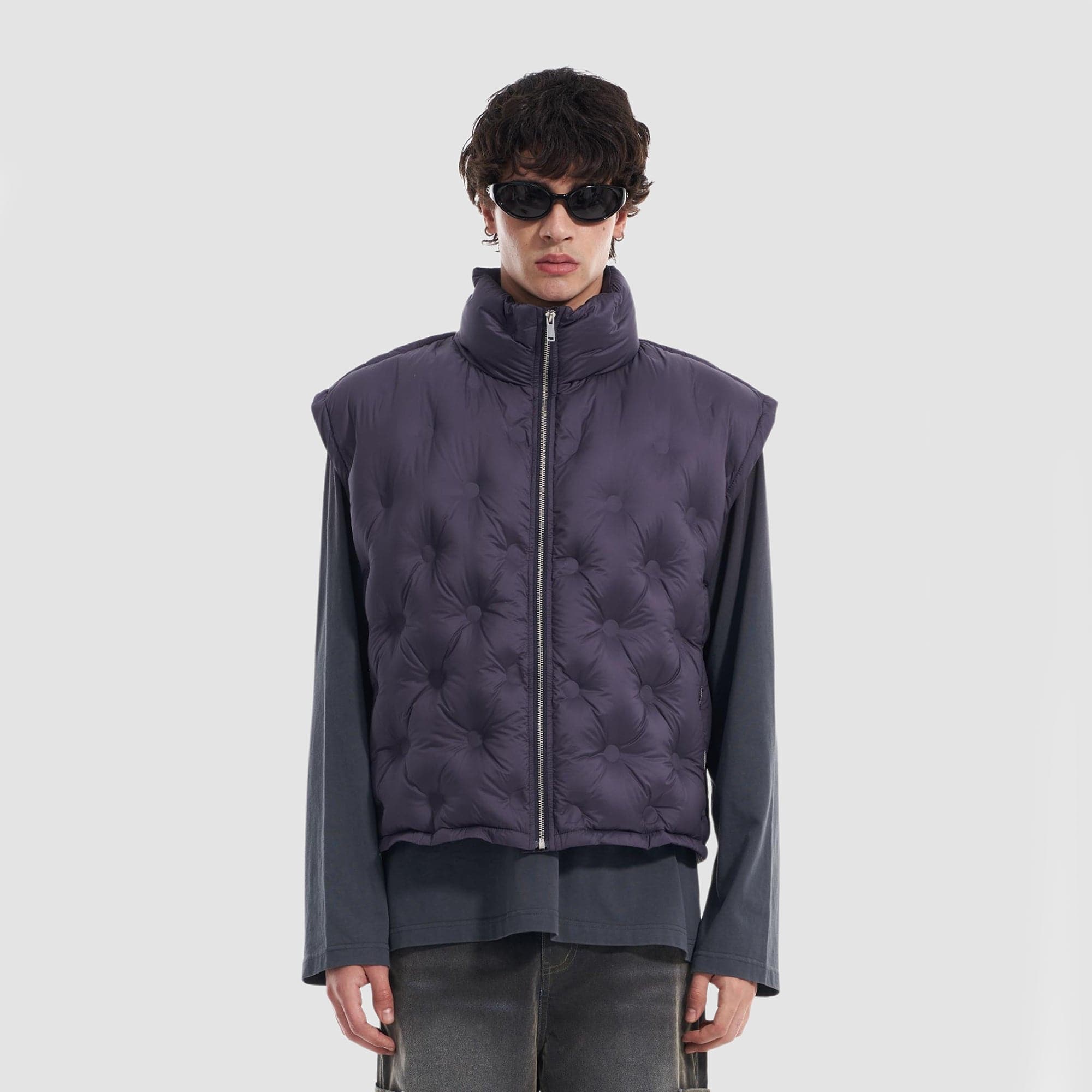 VANN VALRENCE Bubble-Quilted High-Neck Down Vest